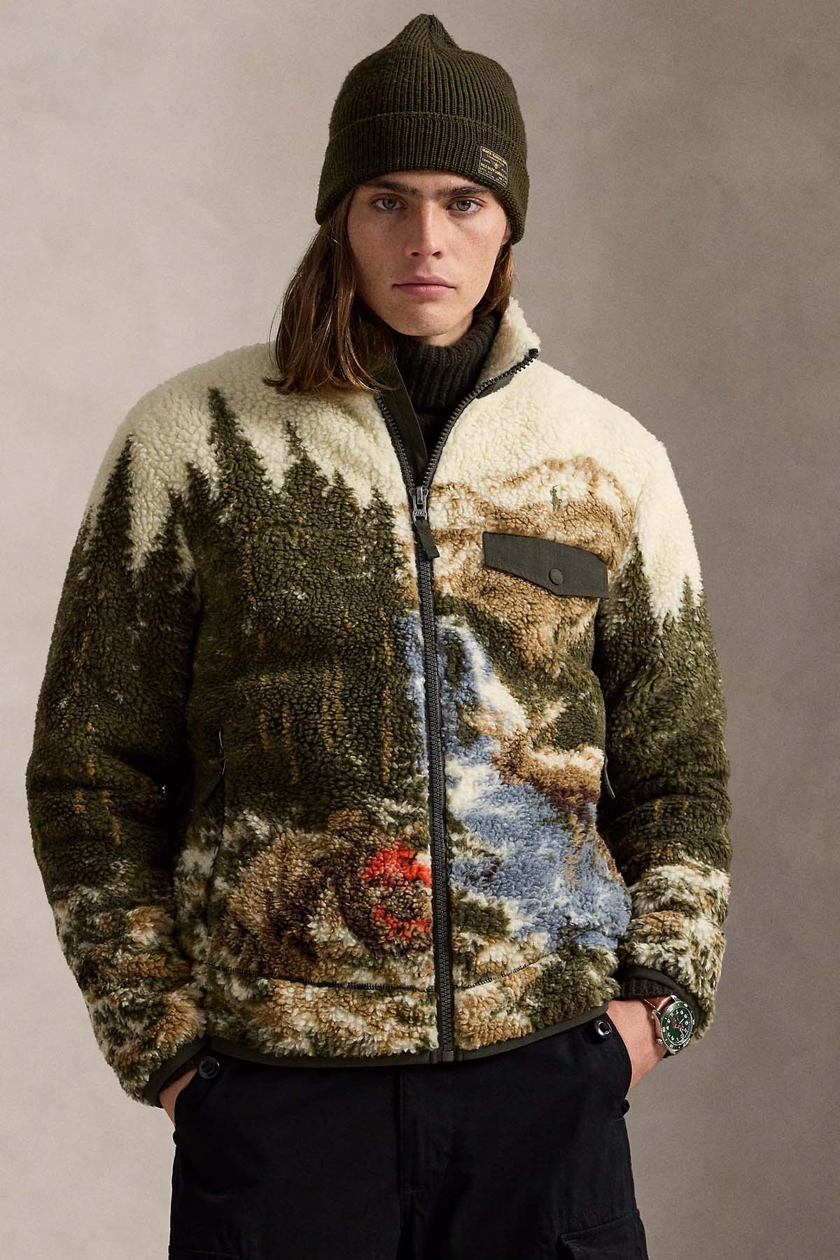 Polo Ralph Lauren Doğa Temalı Dik Yaka Peluş Ceket