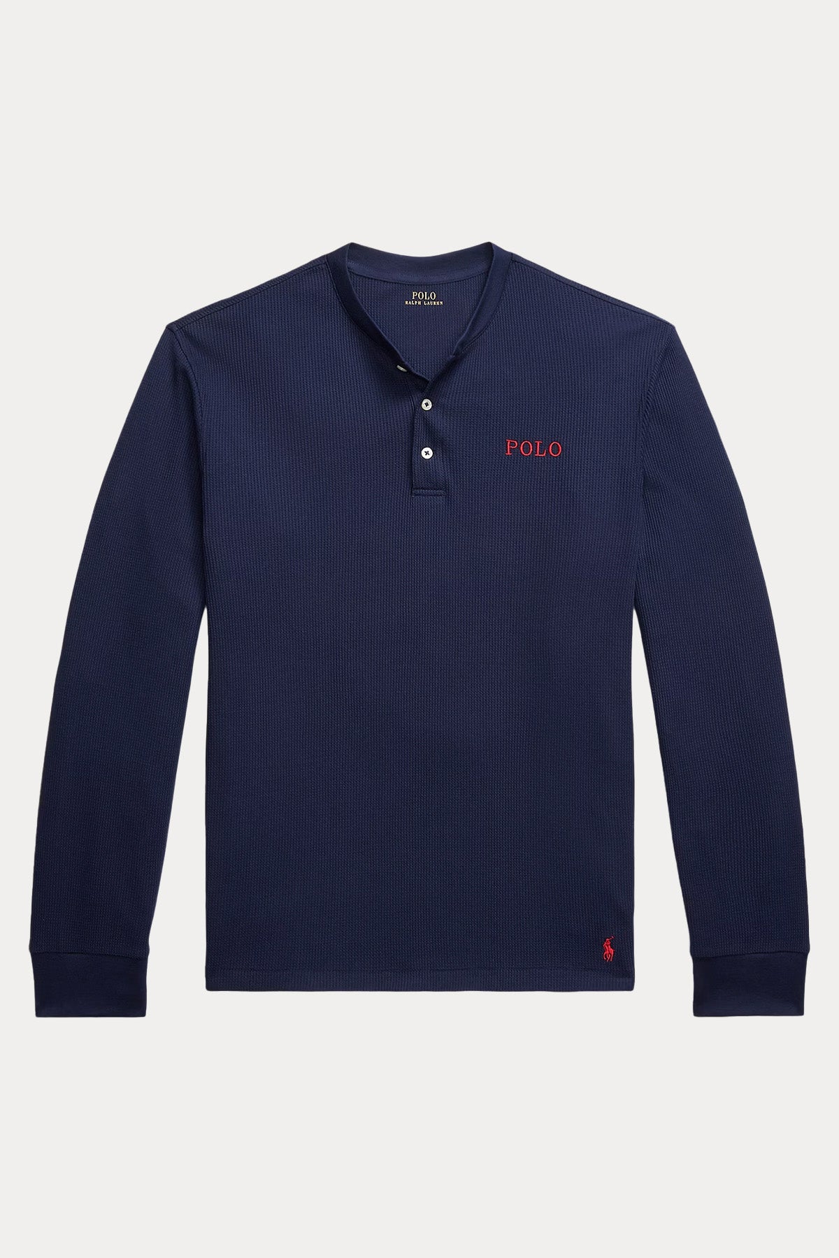 Polo Ralph Lauren Düğmeli Yuvarlak Yaka Waffle Örgü Logolu T-shirt