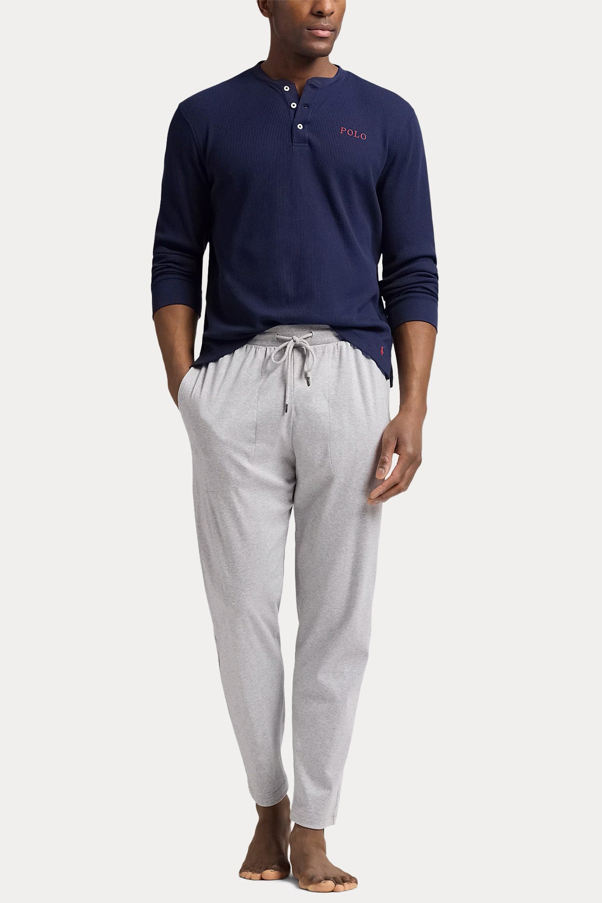 Polo Ralph Lauren Düğmeli Yuvarlak Yaka Waffle Örgü Logolu T-shirt