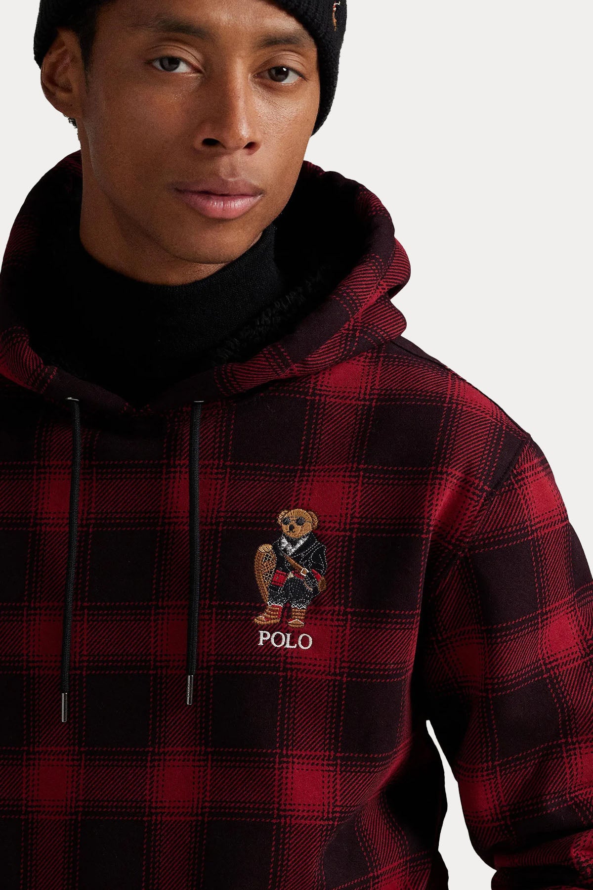 Polo Ralph Lauren Polo Bear İçi Polarlı Ekose Desenli Kapüşonlu Sweatshirt