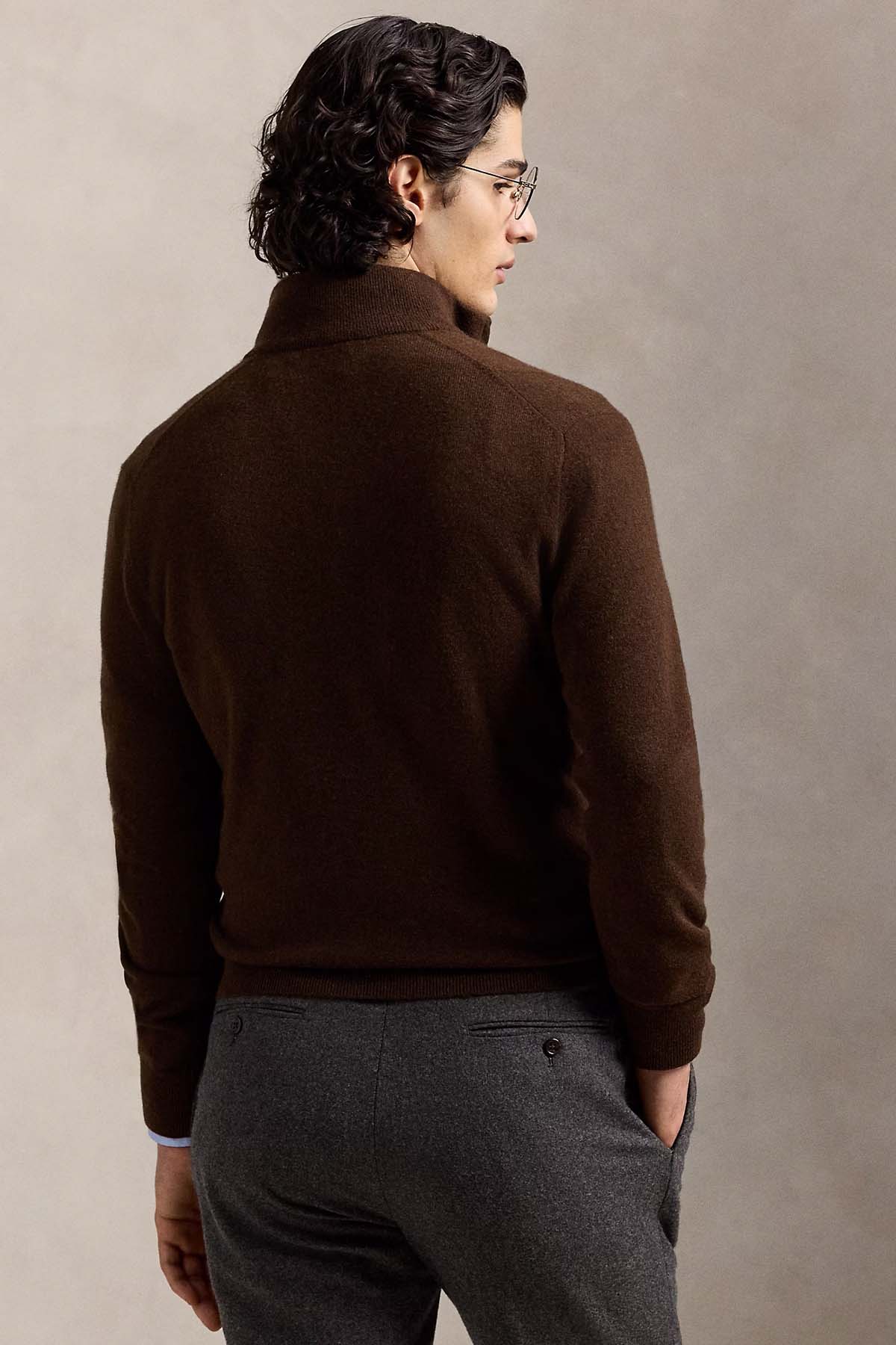 Polo Ralph Lauren Dik Yaka Yarım Fermuarlı Örgü Yün Triko