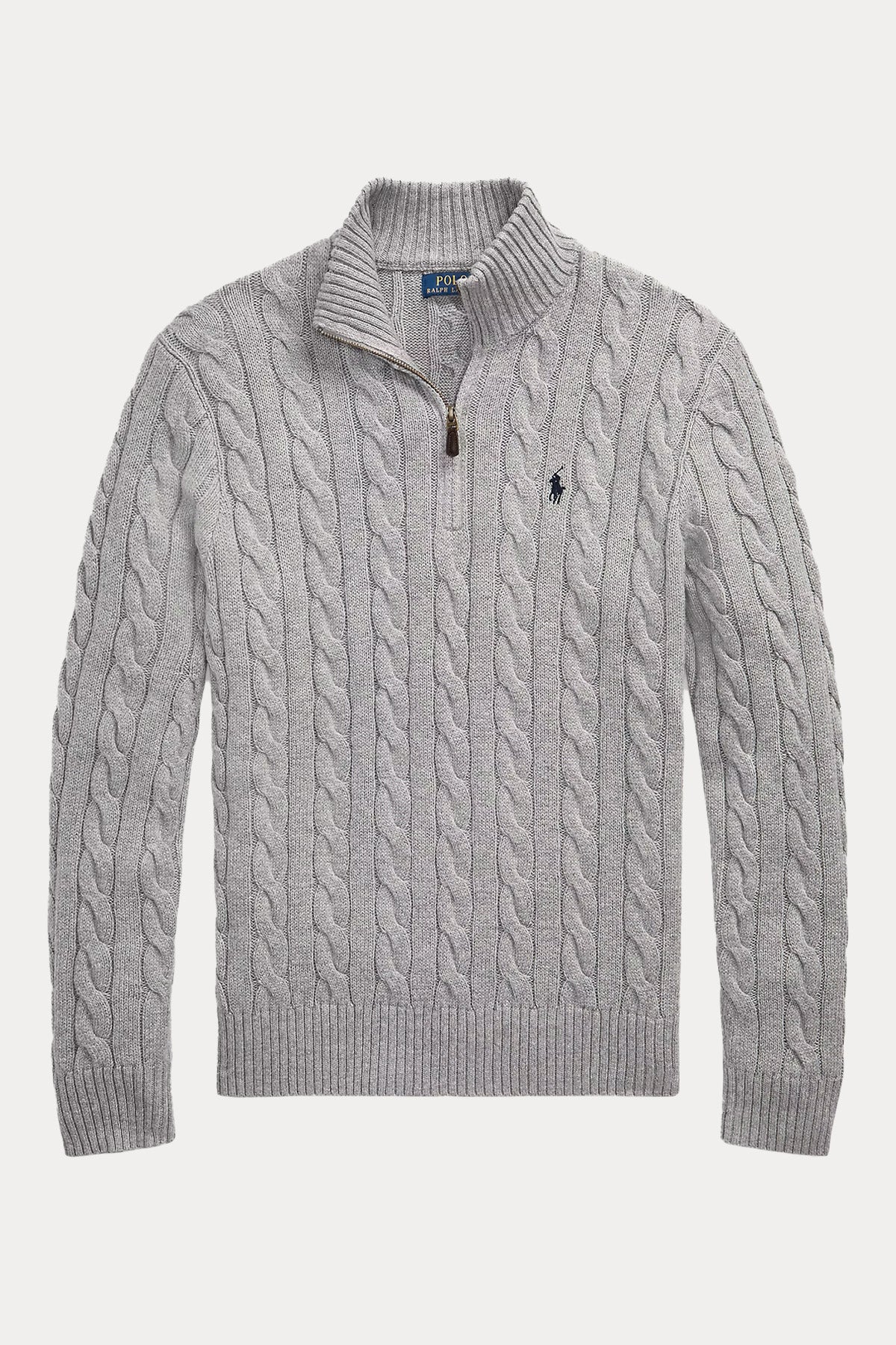 Polo Ralph Lauren Yarım Fermuarlı Dik Yaka Saç Örgü Triko