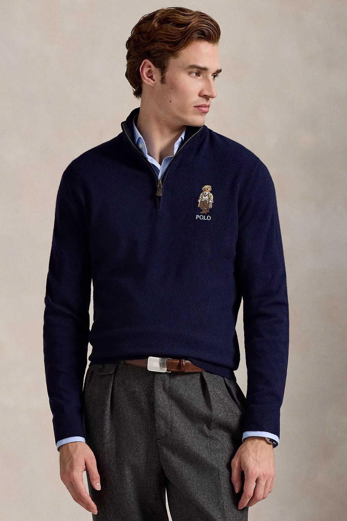 Polo Ralph Lauren Polo Bear Fermuarlı Dik Yaka İnce Örgü Yün Triko