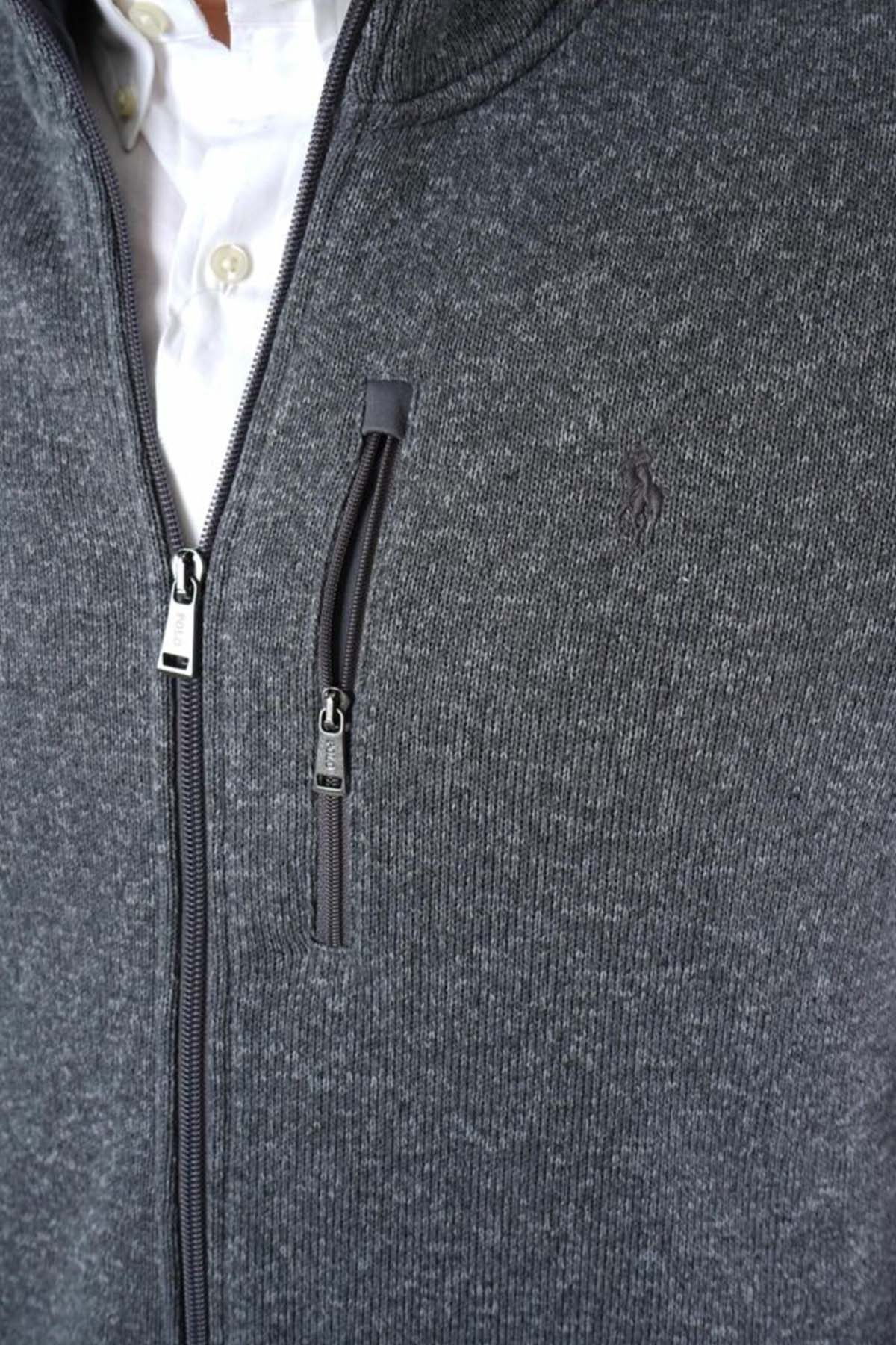 Polo Ralph Lauren Dik Yaka Örgü Şardonlu Sweatshirt Ceket