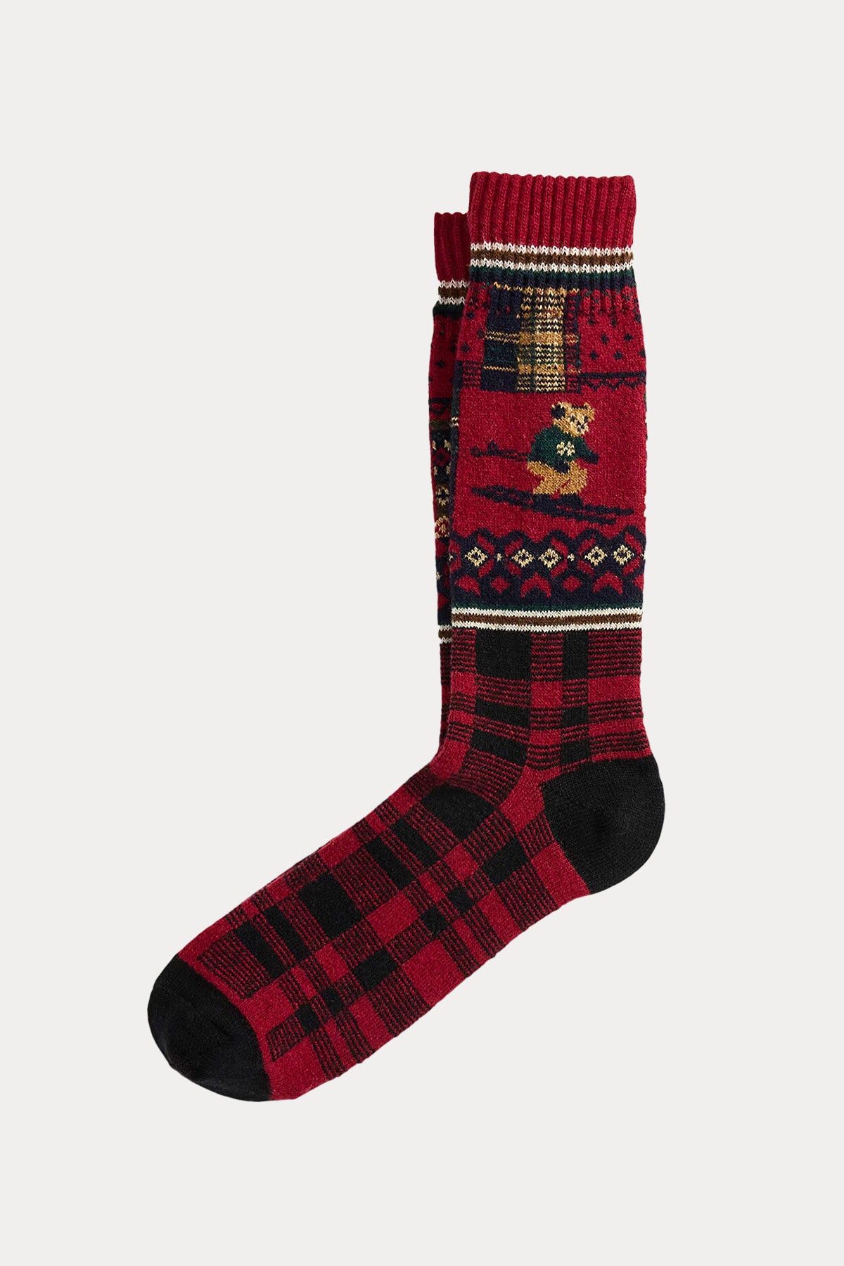 Polo Ralph Lauren Polo Bear Etnik Ekose Desenli Yün Çorap