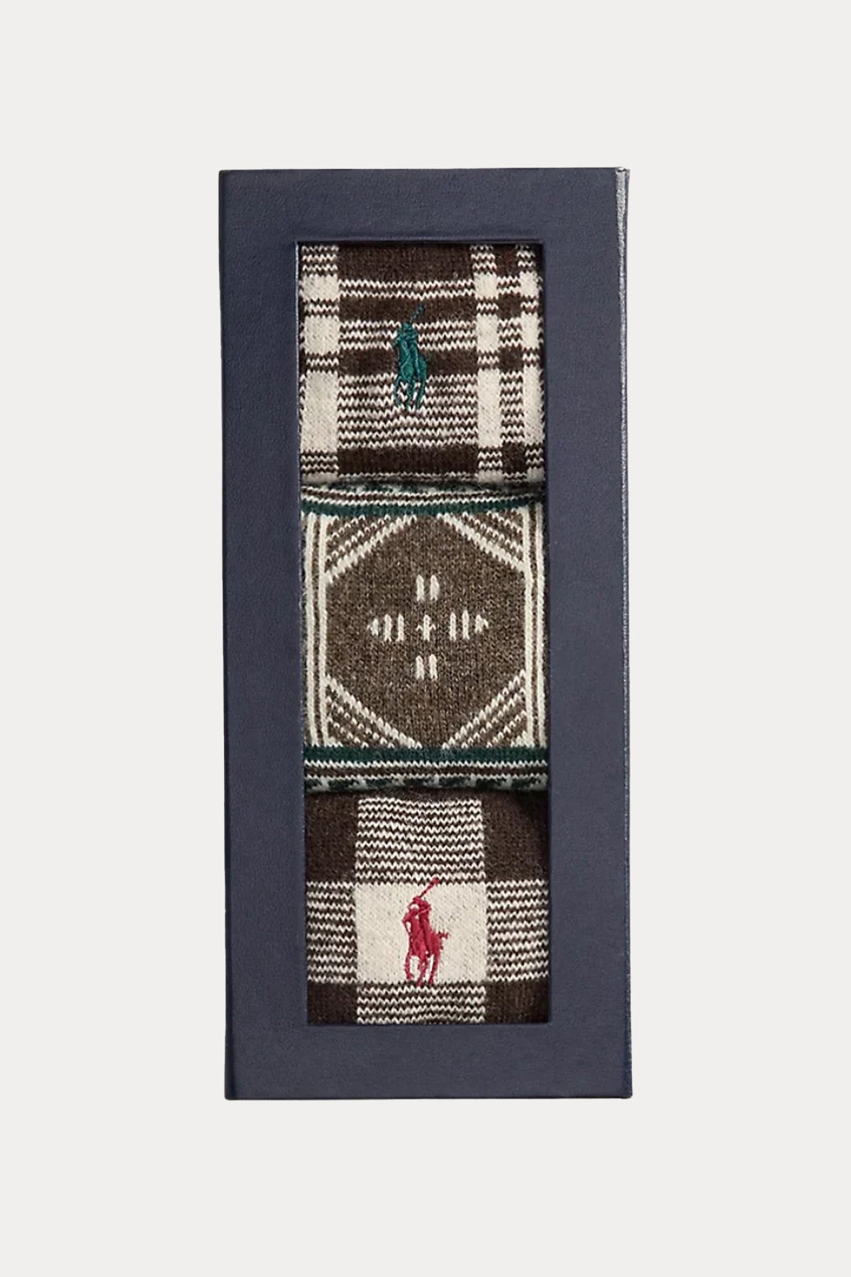 Polo Ralph Lauren 3'lü Paket Ekose Etnik Desenli Yün Çorap