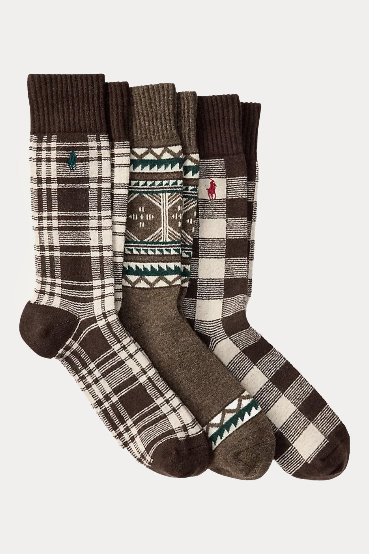 Polo Ralph Lauren 3'lü Paket Ekose Etnik Desenli Yün Çorap
