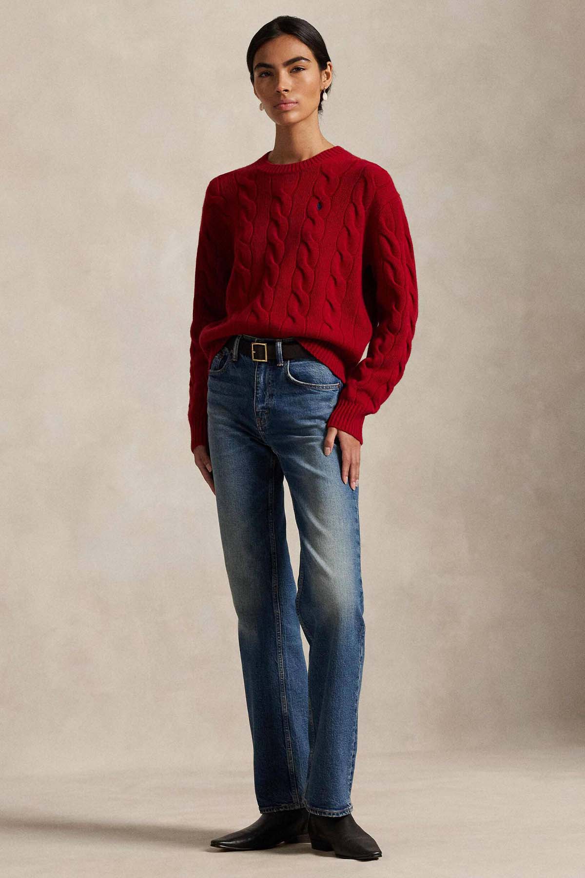 Polo Ralph Lauren Relaxed Fit Saç Örgü Kaşmir Yün Triko