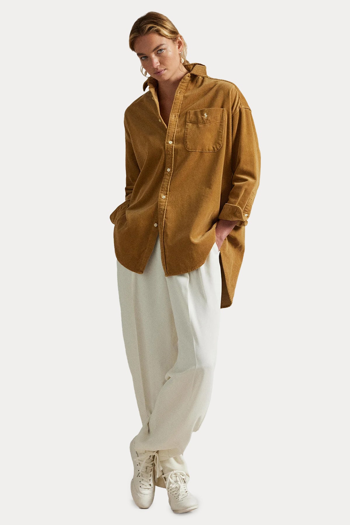 Polo Ralph Lauren Geniş Kesim Fitilli Kadife Cepli Gömlek