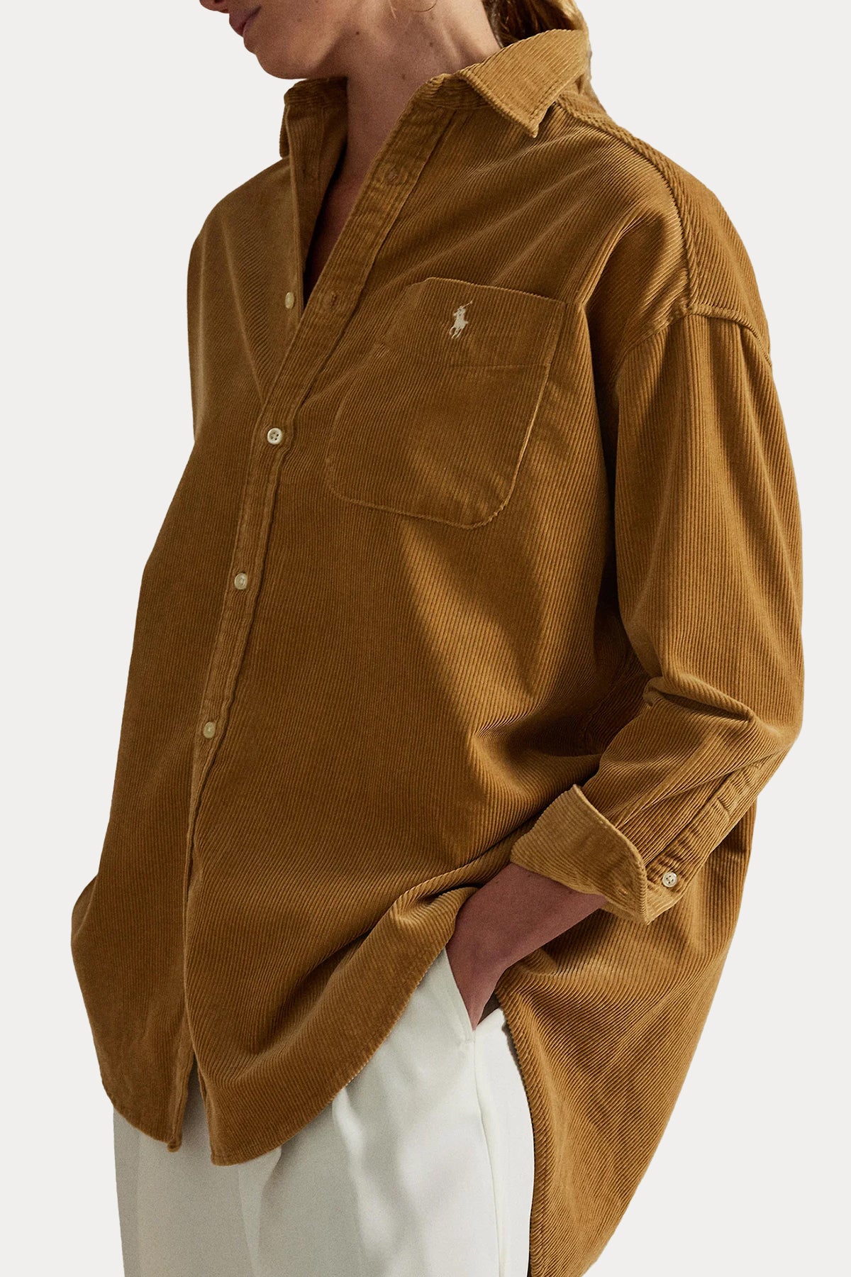 Polo Ralph Lauren Geniş Kesim Fitilli Kadife Cepli Gömlek