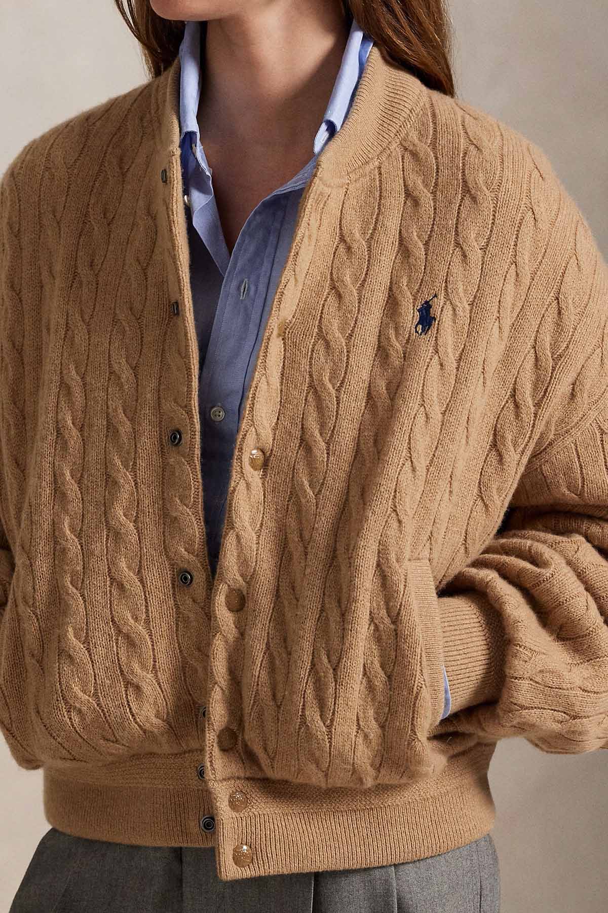 Polo Ralph Lauren Relaxed Fit Saç Örgü Kaşmir Yün Bomber Ceket