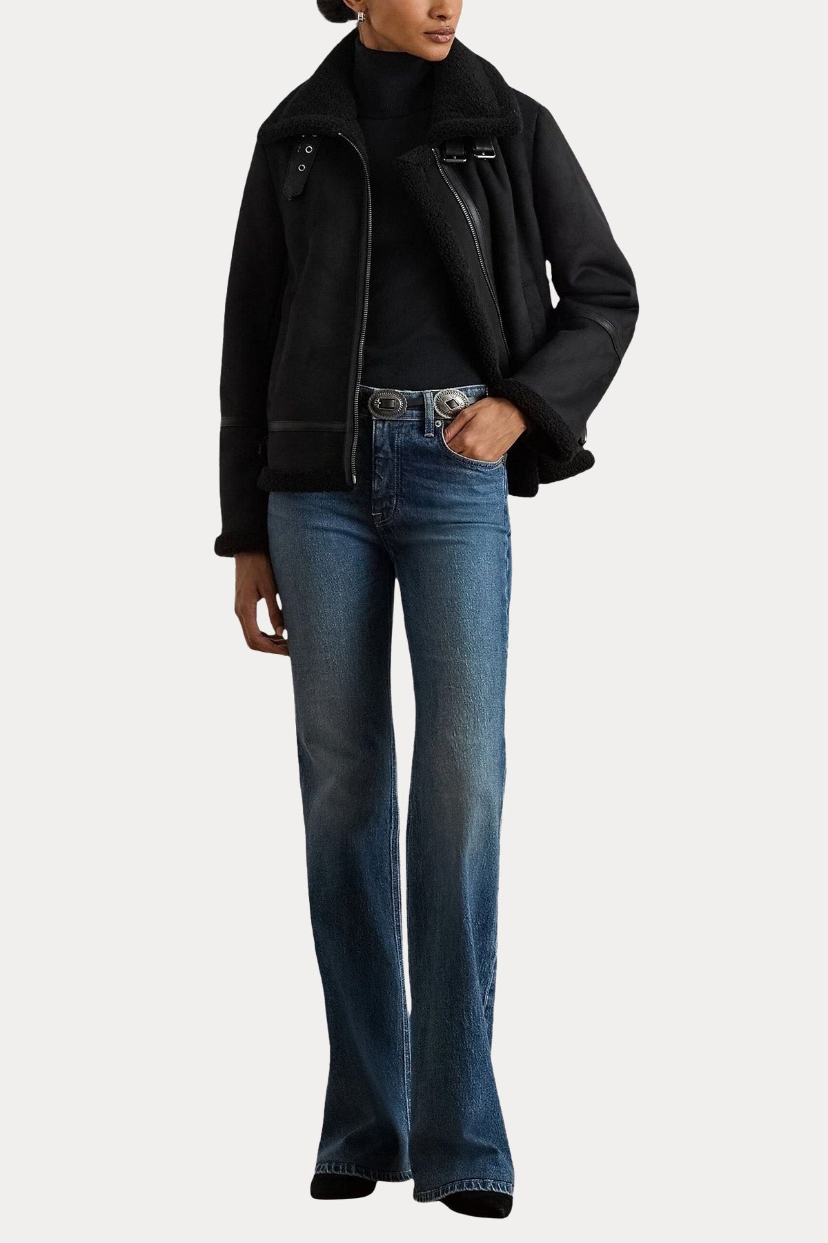 Polo Ralph Lauren Regular Fit İçi Kürklü Nubuk Biker Ceket