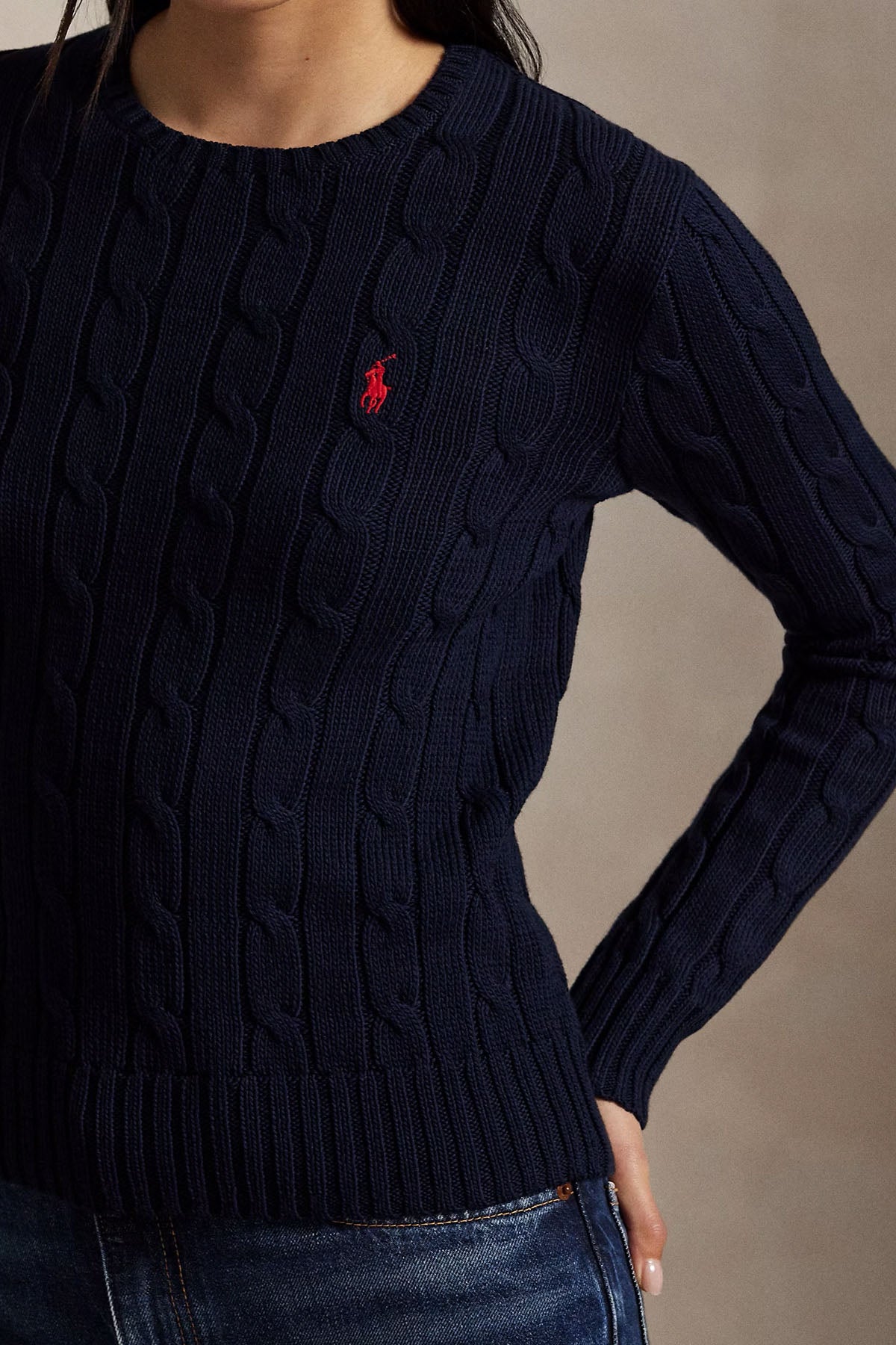 Polo Ralph Lauren Slim Fit Yuvarlak Yaka Saç Örgü Triko