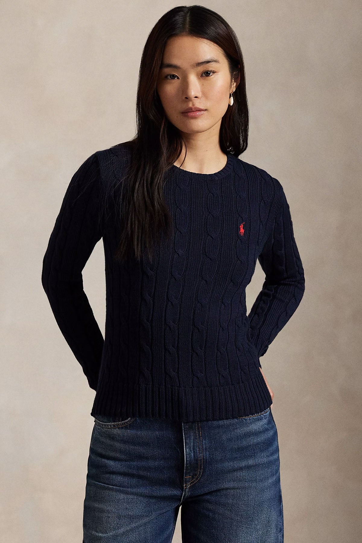 Polo Ralph Lauren Slim Fit Yuvarlak Yaka Saç Örgü Triko