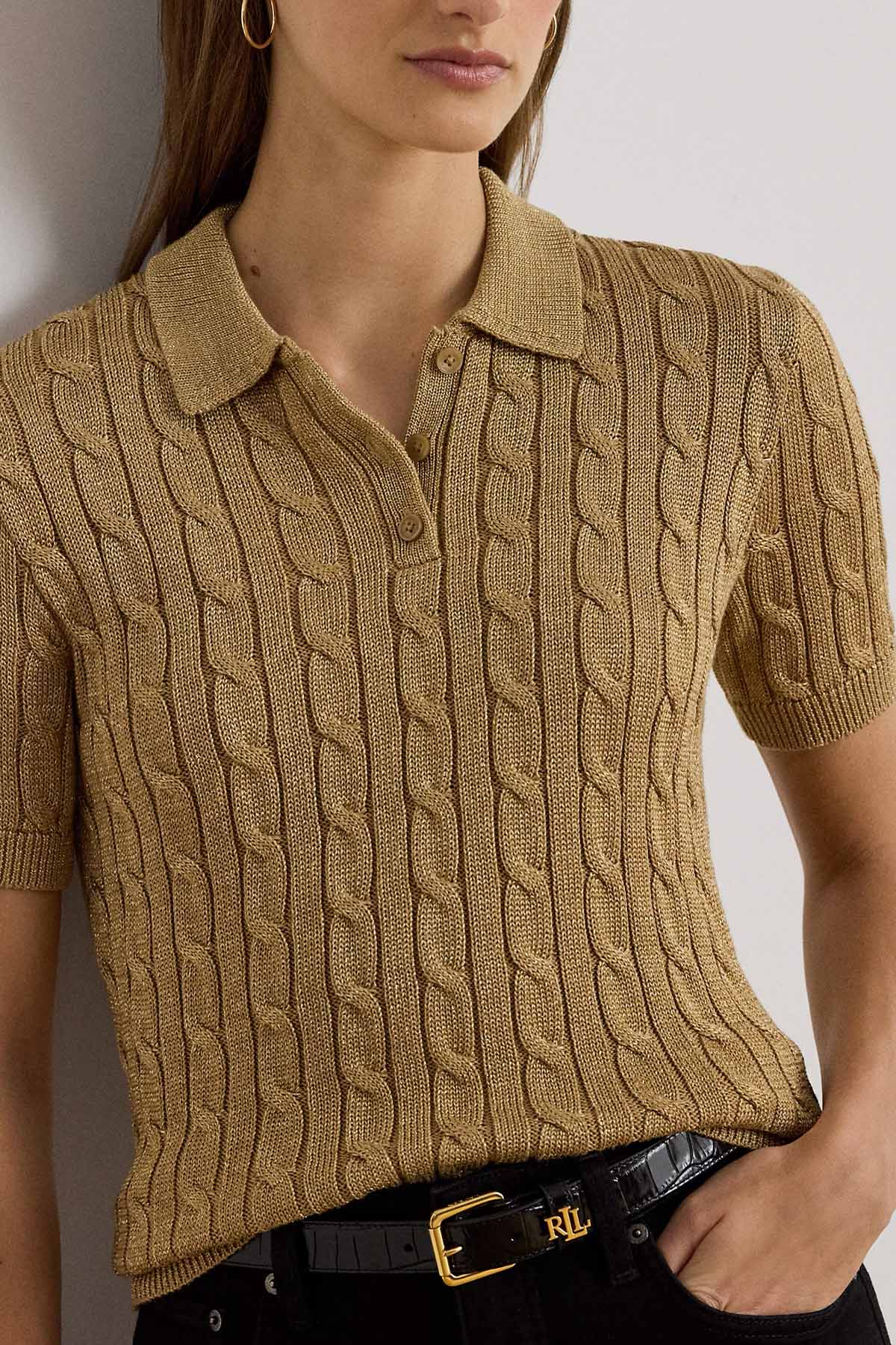 Polo Ralph Lauren Slim Fit Polo Yaka Saç Örgü Triko-Triko-Libas