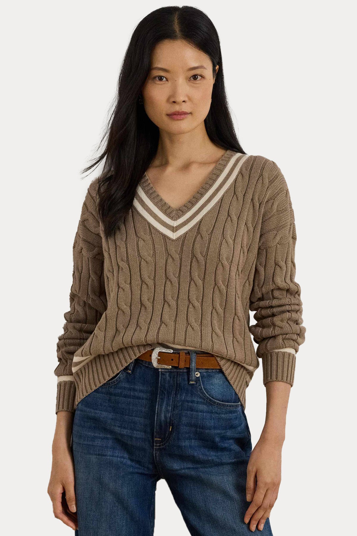 Polo Ralph Lauren Comfort Fit V Yaka Saç Örgü Triko