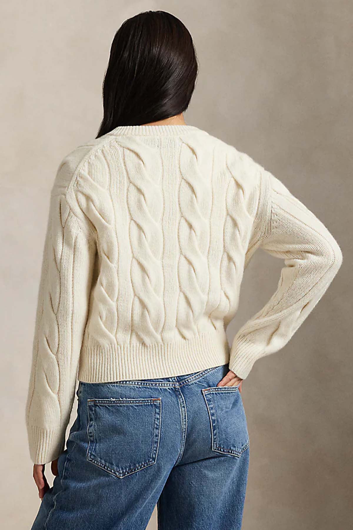 Polo Ralph Lauren Relaxed Fit Saç Örgü Kaşmir Yün Triko Ceket