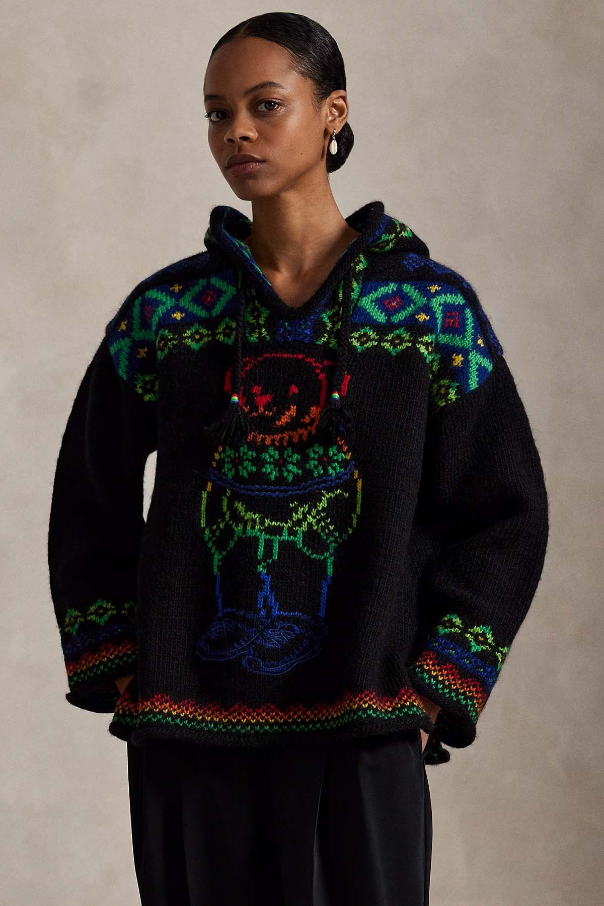 Polo Ralph Lauren Relaxed Fit Polo Bear Kapüşonlu Örgü Yün Triko