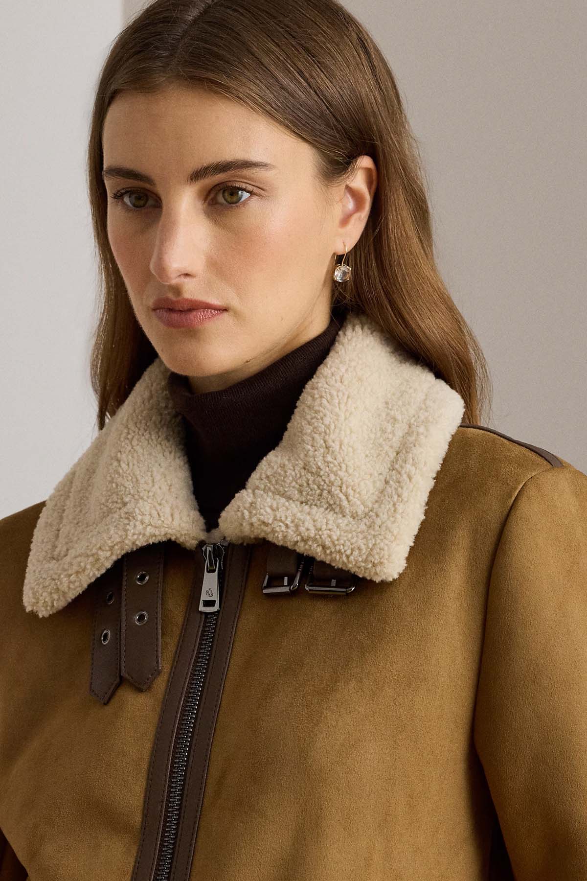 Polo Ralph Lauren Regular Fit İçi Kürklü Nubuk Biker Ceket