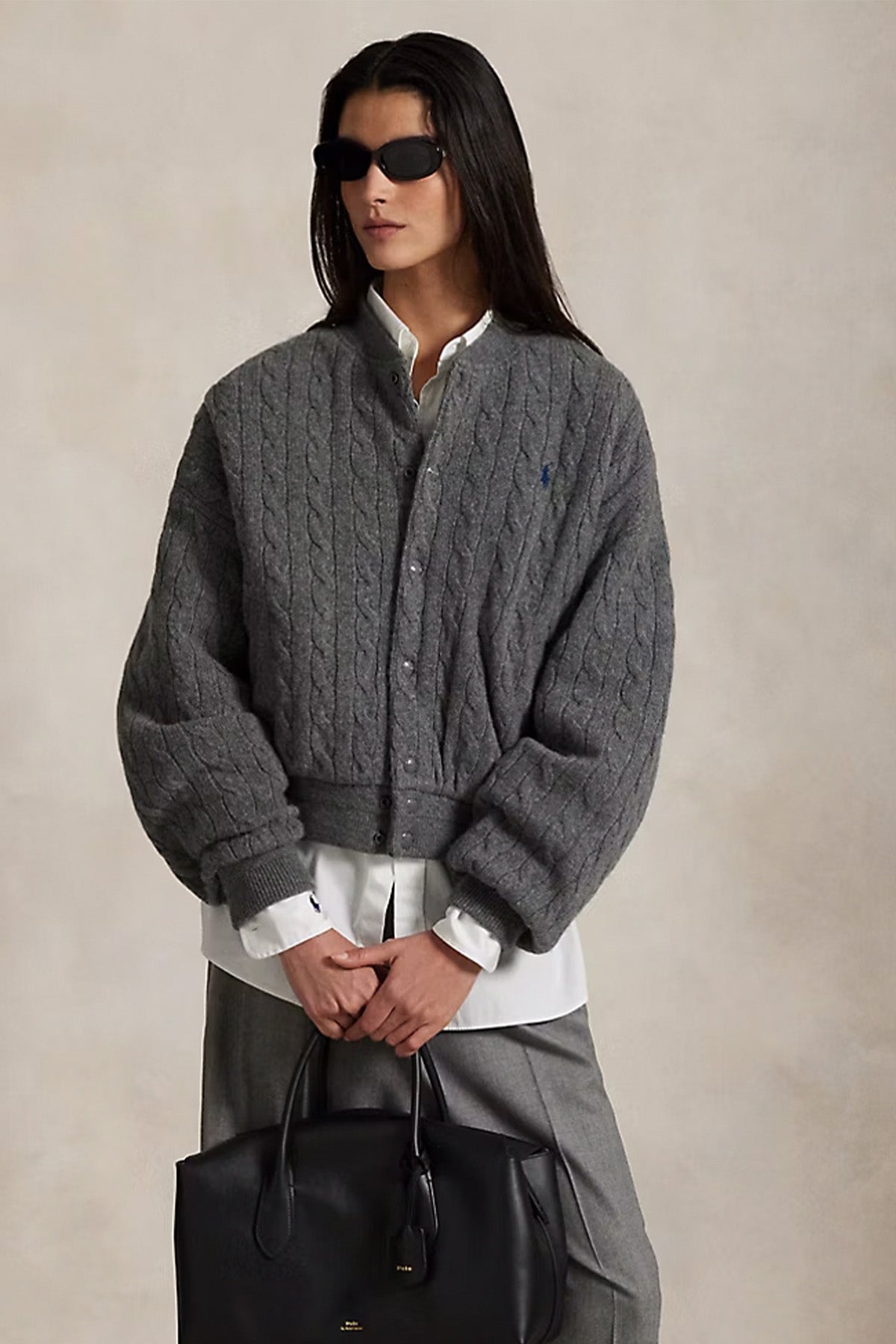 Polo Ralph Lauren Relaxed Fit Saç Örgü Kaşmir Yün Bomber Ceket