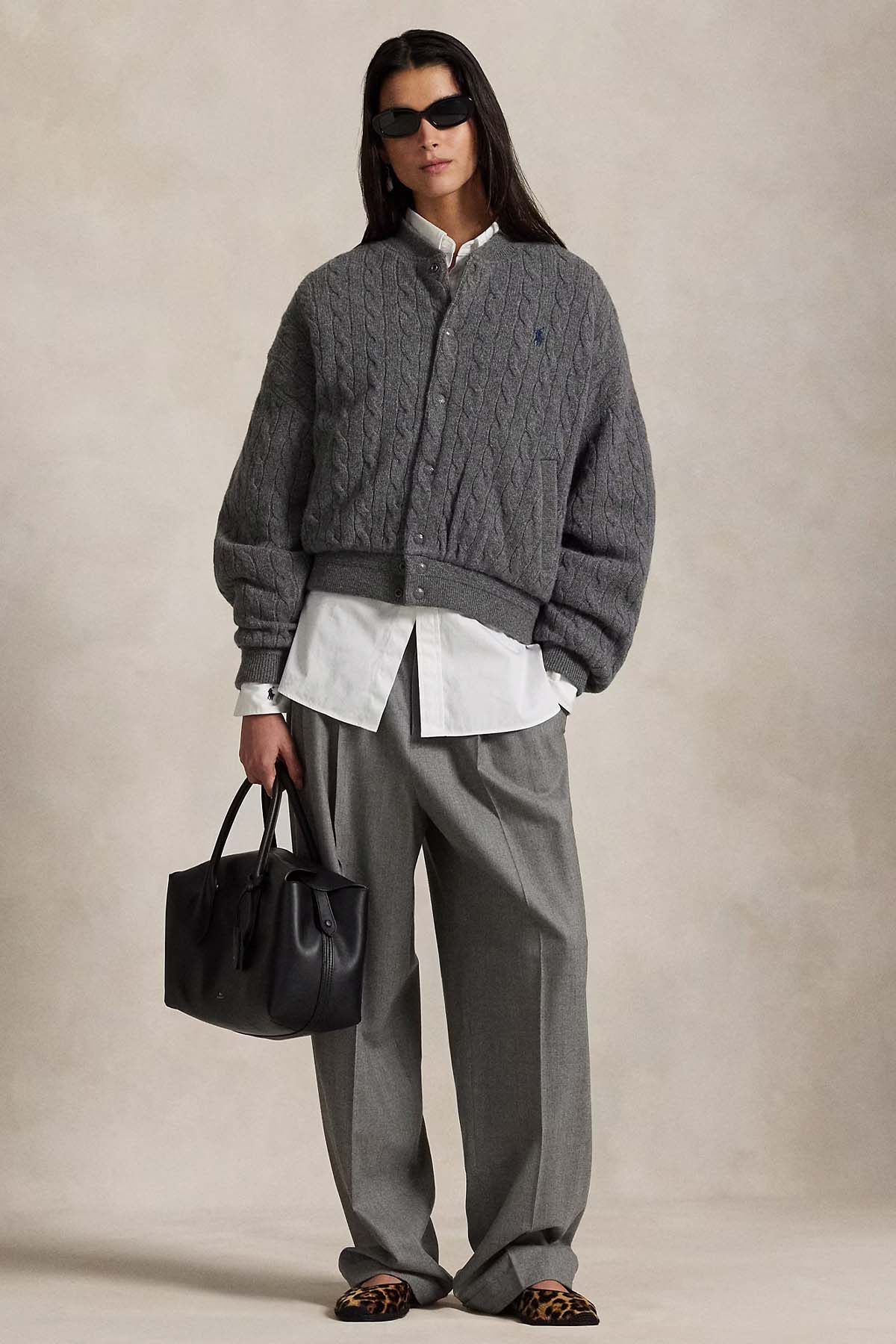 Polo Ralph Lauren Relaxed Fit Saç Örgü Kaşmir Yün Bomber Ceket