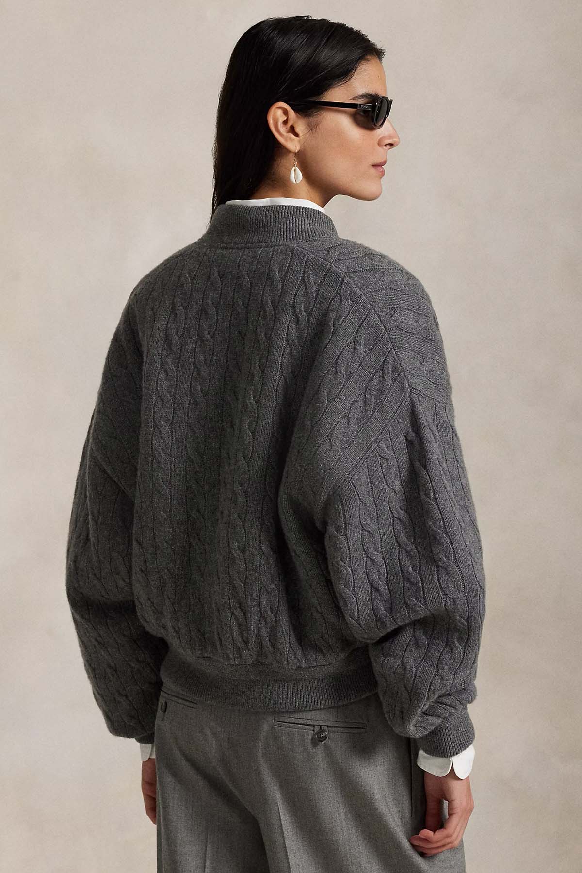 Polo Ralph Lauren Relaxed Fit Saç Örgü Kaşmir Yün Bomber Ceket