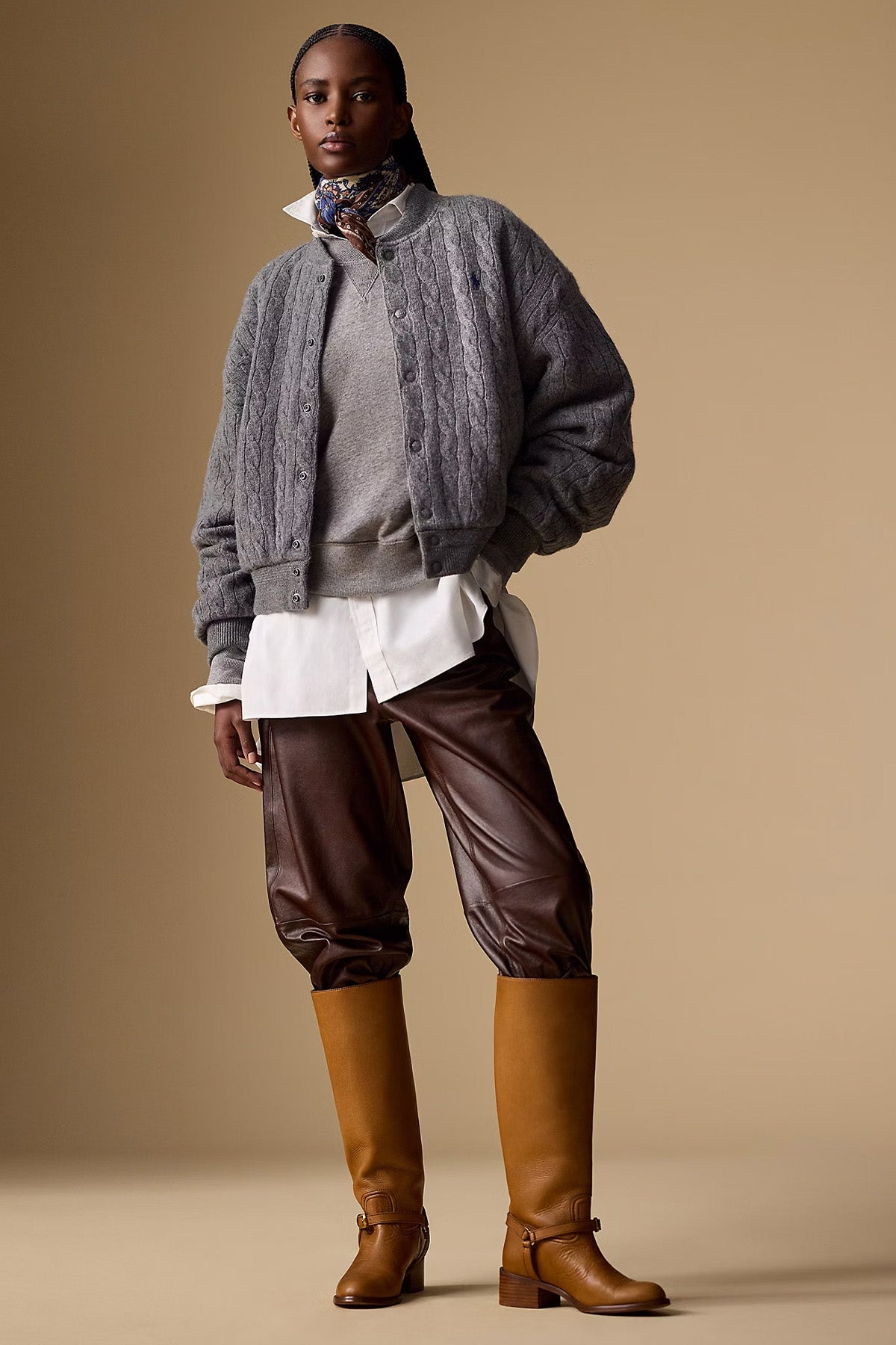 Polo Ralph Lauren Relaxed Fit Saç Örgü Kaşmir Yün Bomber Ceket