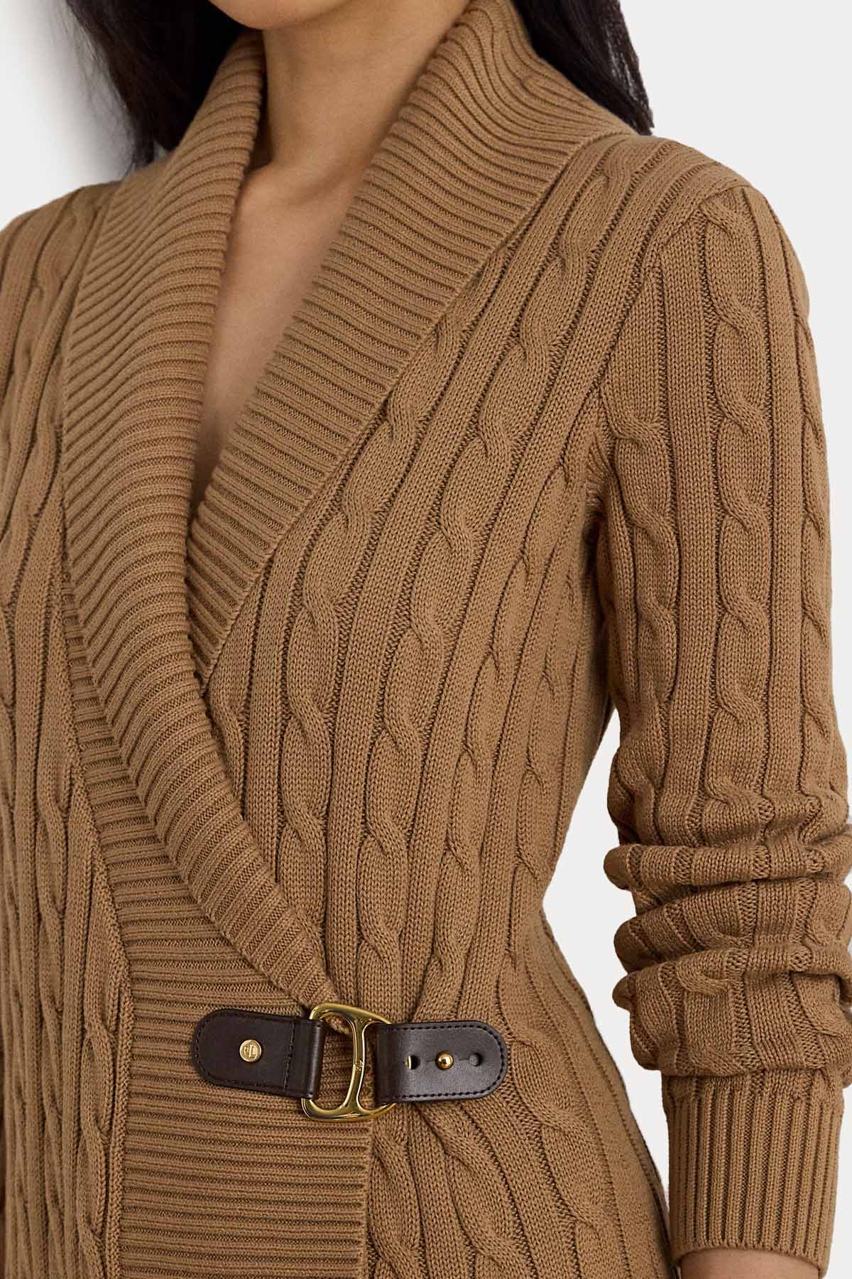 Polo Ralph Lauren Saç Örgü Kemerli Şal Yaka Triko Ceket