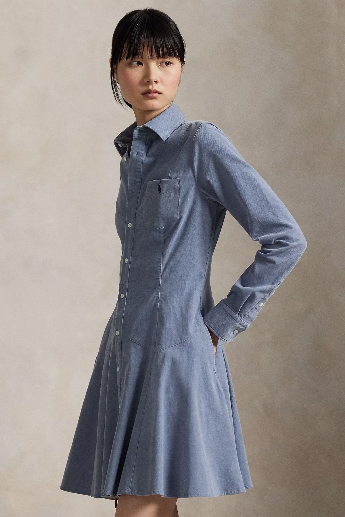 Polo Ralph Lauren Fitilli Kadife Mini Gömlek Elbise