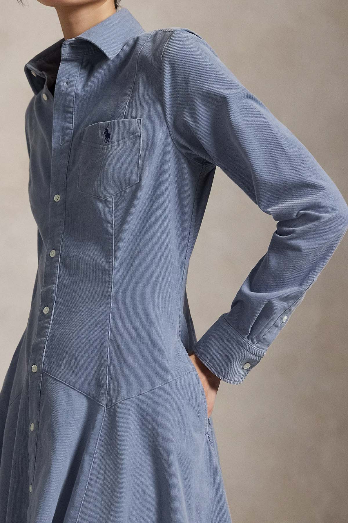 Polo Ralph Lauren Fitilli Kadife Mini Gömlek Elbise