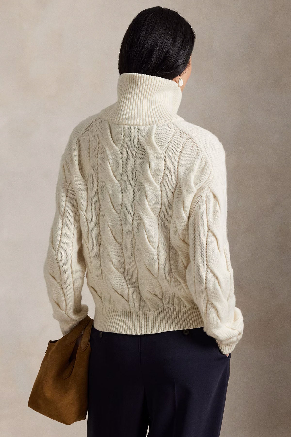 Polo Ralph Lauren Relaxed Fit Saç Örgü Kaşmir Yün Triko Ceket