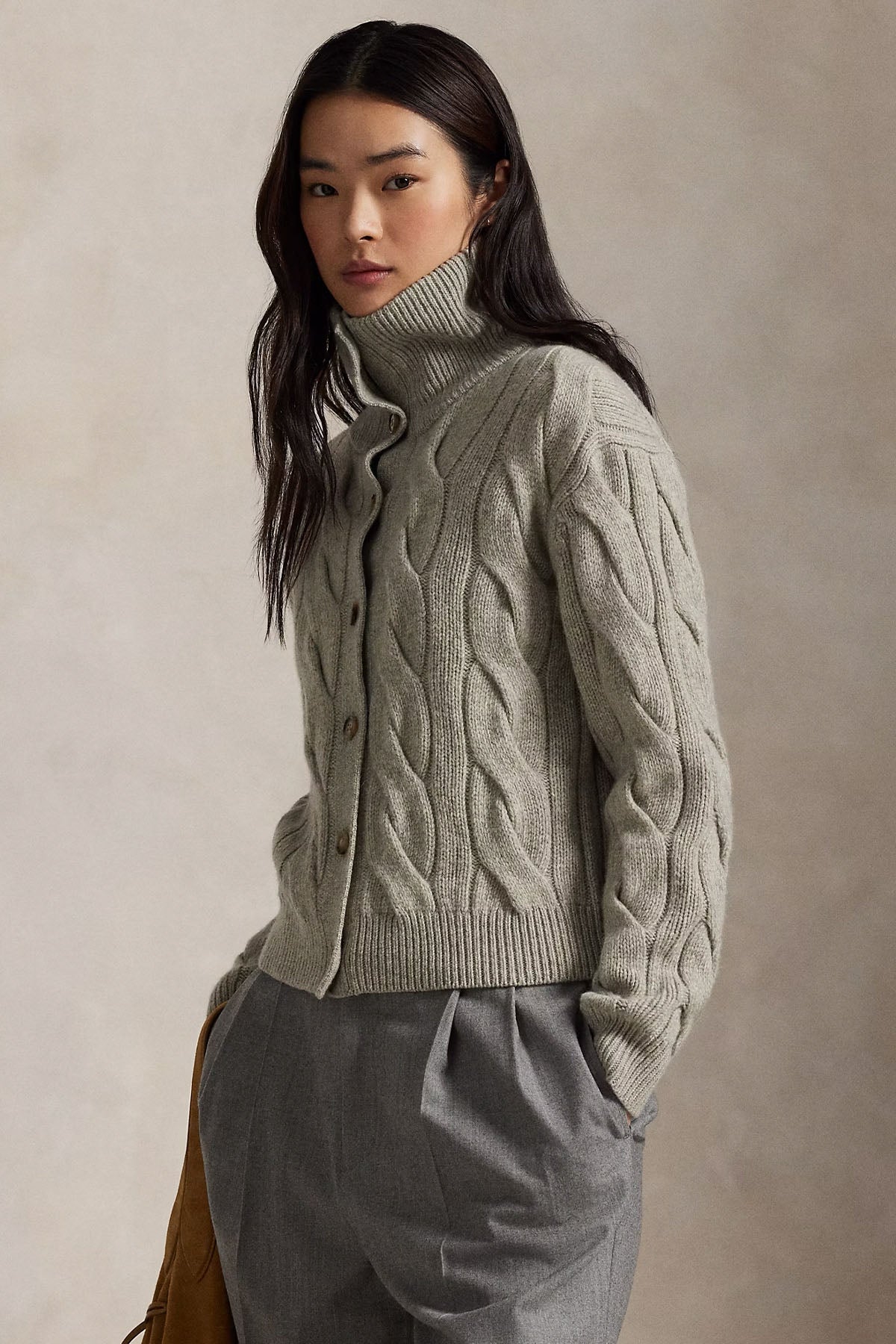 Polo Ralph Lauren Relaxed Fit Saç Örgü Kaşmir Yün Triko Ceket