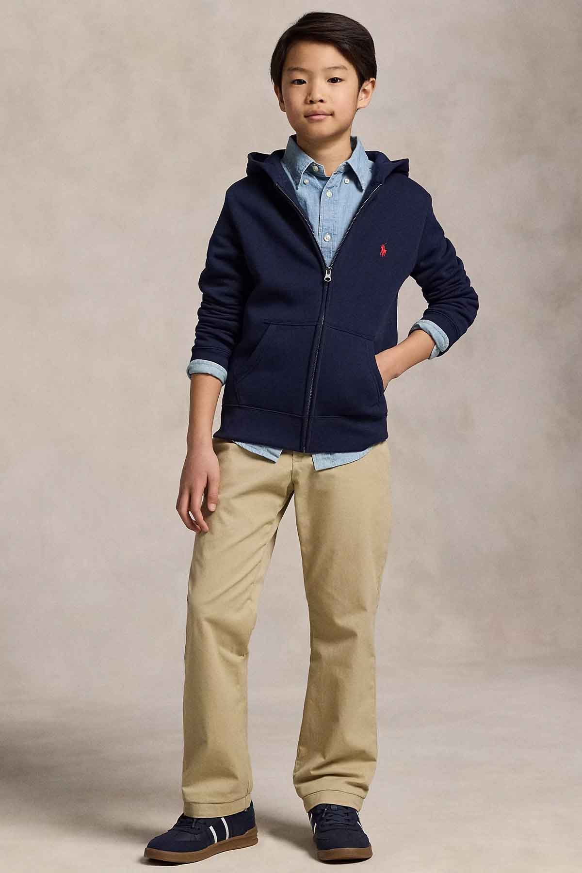 Polo Ralph Lauren Kids S-XL Beden Unisex Çocuk Şardonlu Kapüşonlu Sweatshirt Ceket