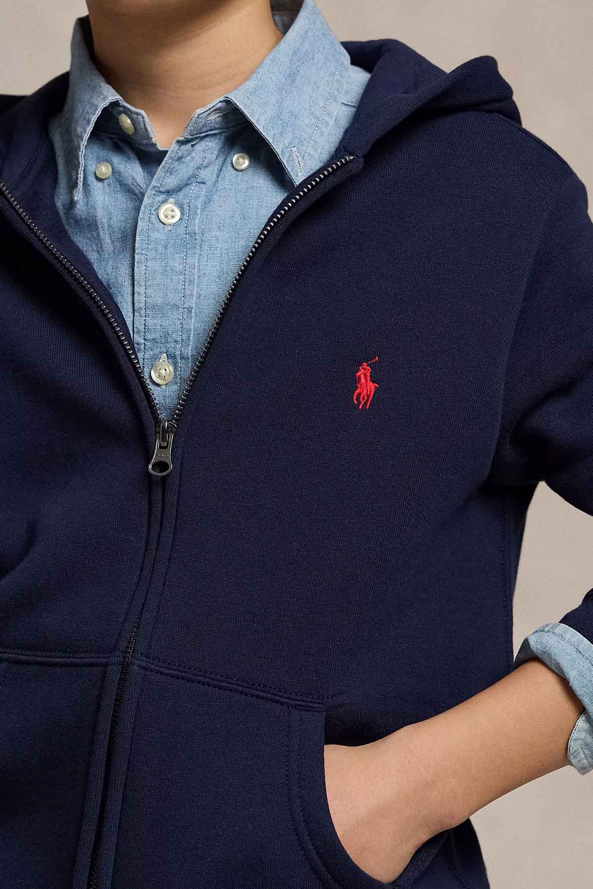 Polo Ralph Lauren Kids S-XL Beden Unisex Çocuk Şardonlu Kapüşonlu Sweatshirt Ceket