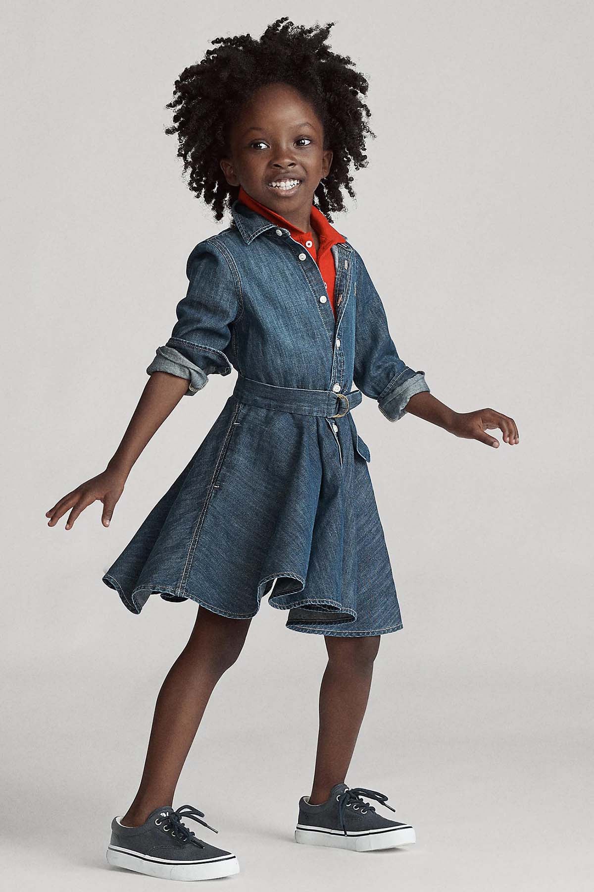 Polo Ralph Lauren Kids 3-4 Yaş Kız Çocuk Kuşaklı Denim Elbise