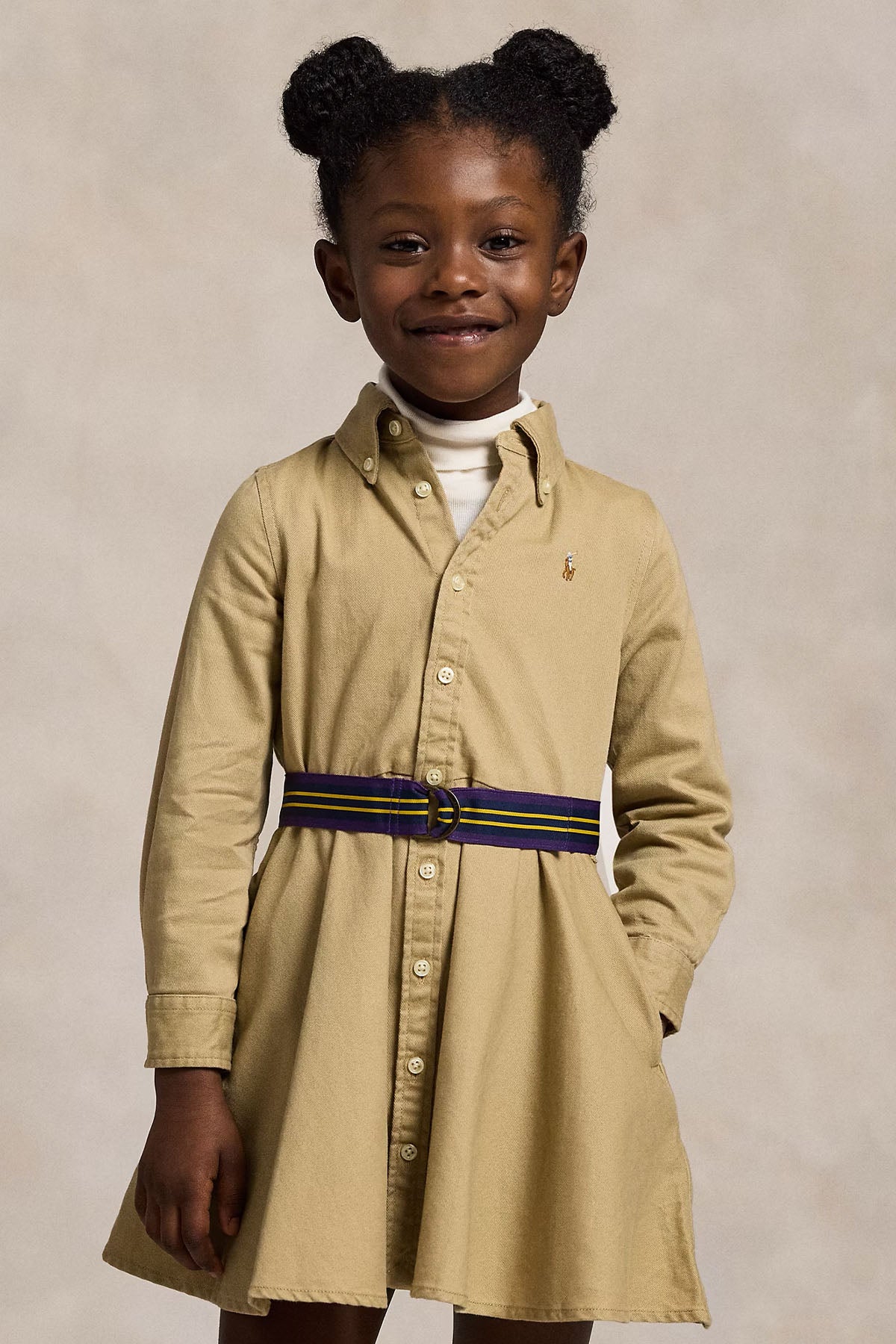 Polo Ralph Lauren Kids 3-5 Yaş Kız Çocuk Kemerli Gömlek Elbise