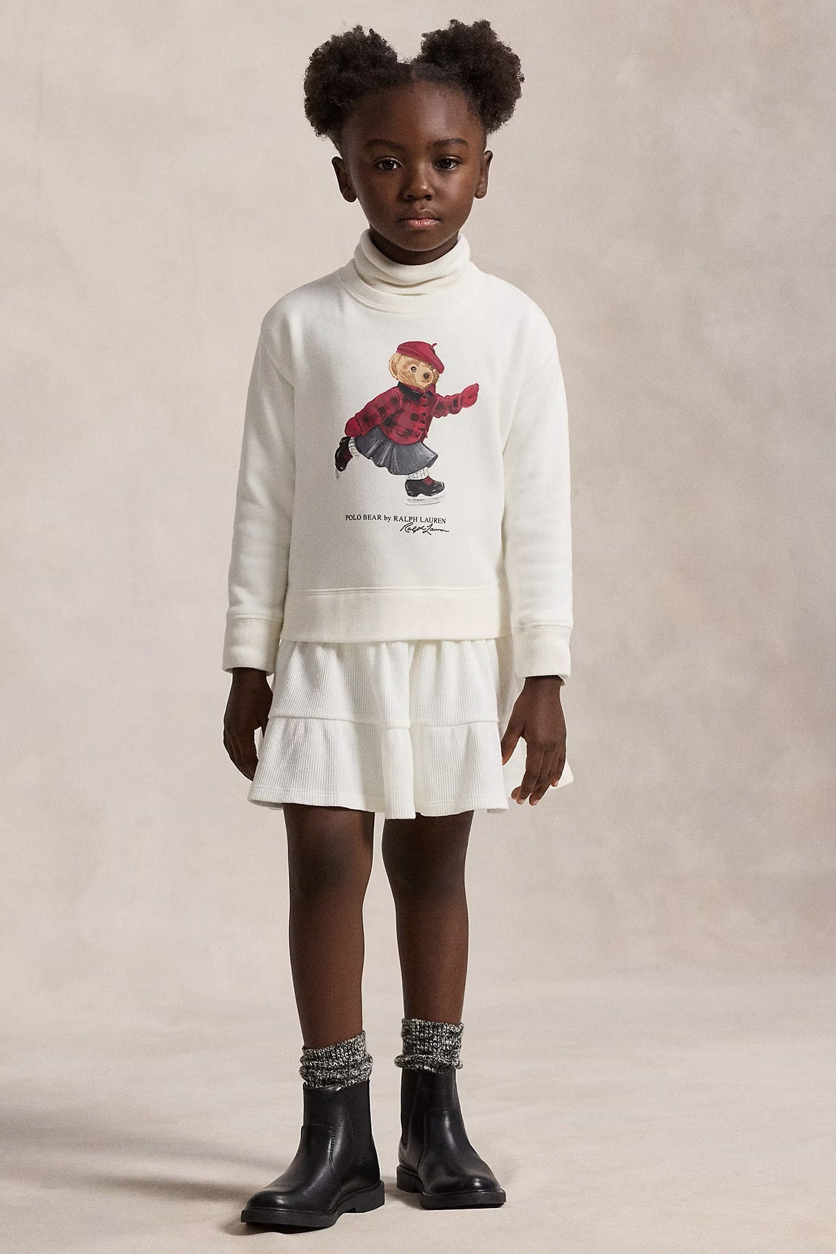 Polo Ralph Lauren Kids 4-6 Yaş Kız Çocuk Polo Bear Şardonlu Sweatshirt Elbise