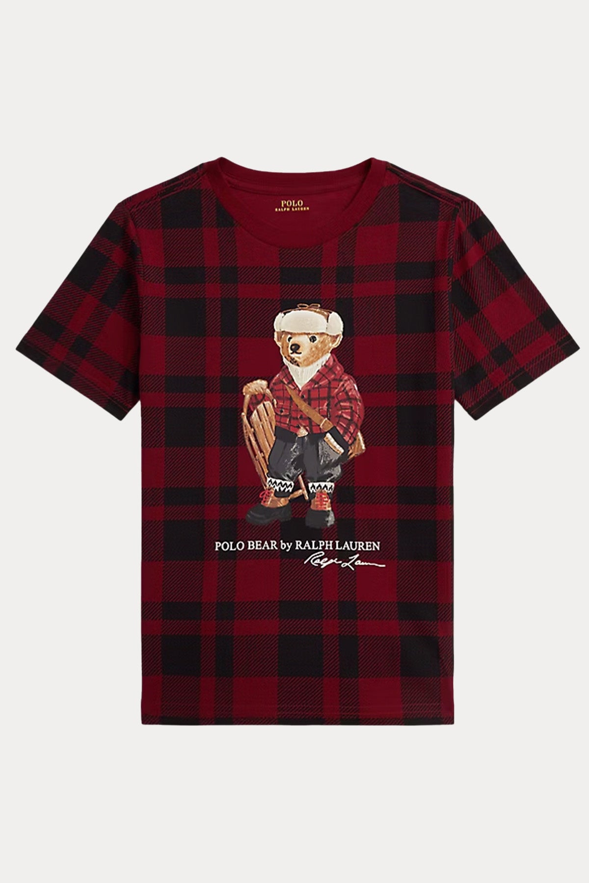 Polo Ralph Lauren Kids 3-5 Yaş Unisex Çocuk Ekose Desenli Polo Bear T-shirt