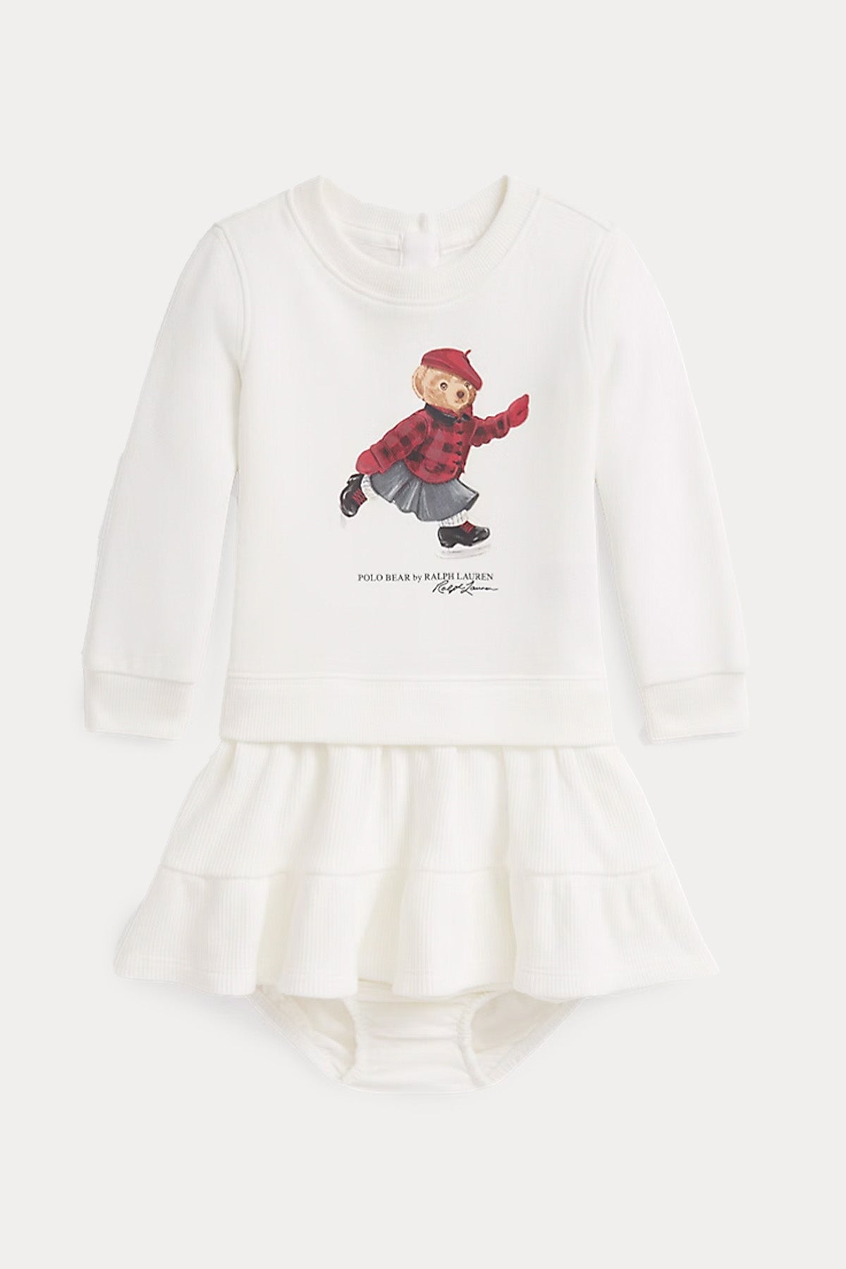 Polo Ralph Lauren Kids 12-18 Aylık Kız Bebek Polo Bear Şardonlu Mini Sweatshirt Elbise