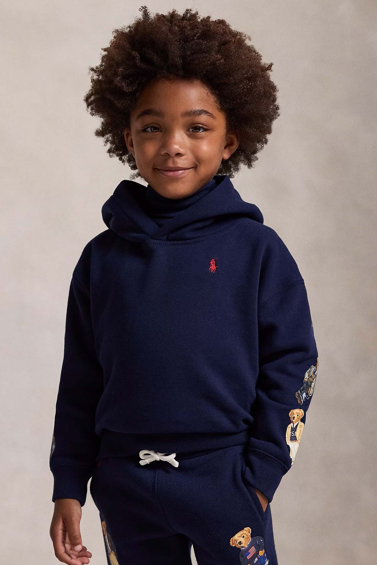 Polo Ralph Lauren Kids 4-6 Yaş Unisex Çocuk Polo Bear Şardonlu Kapüşonlu Sweatshirt