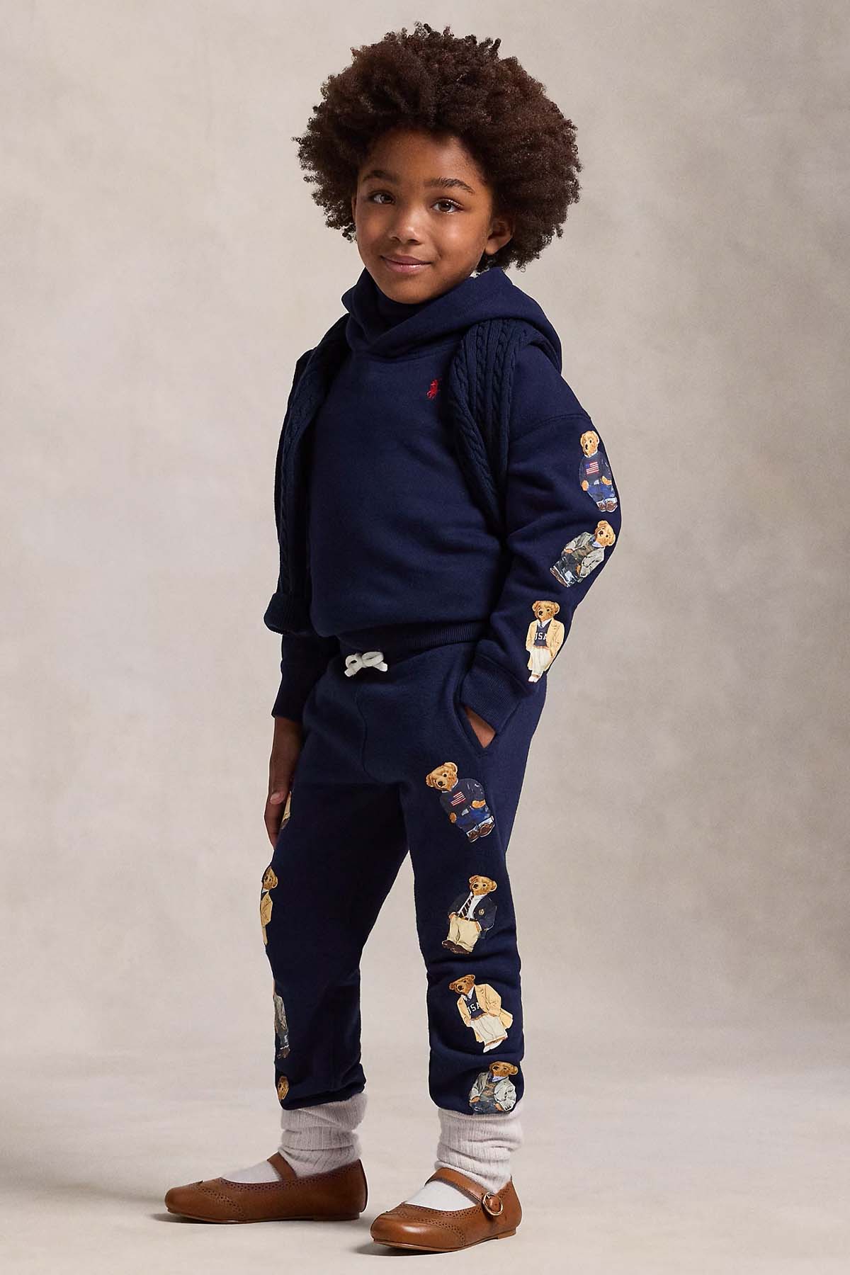 Polo Ralph Lauren Kids 4-6 Yaş Unisex Çocuk Polo Bear Şardonlu Kapüşonlu Sweatshirt