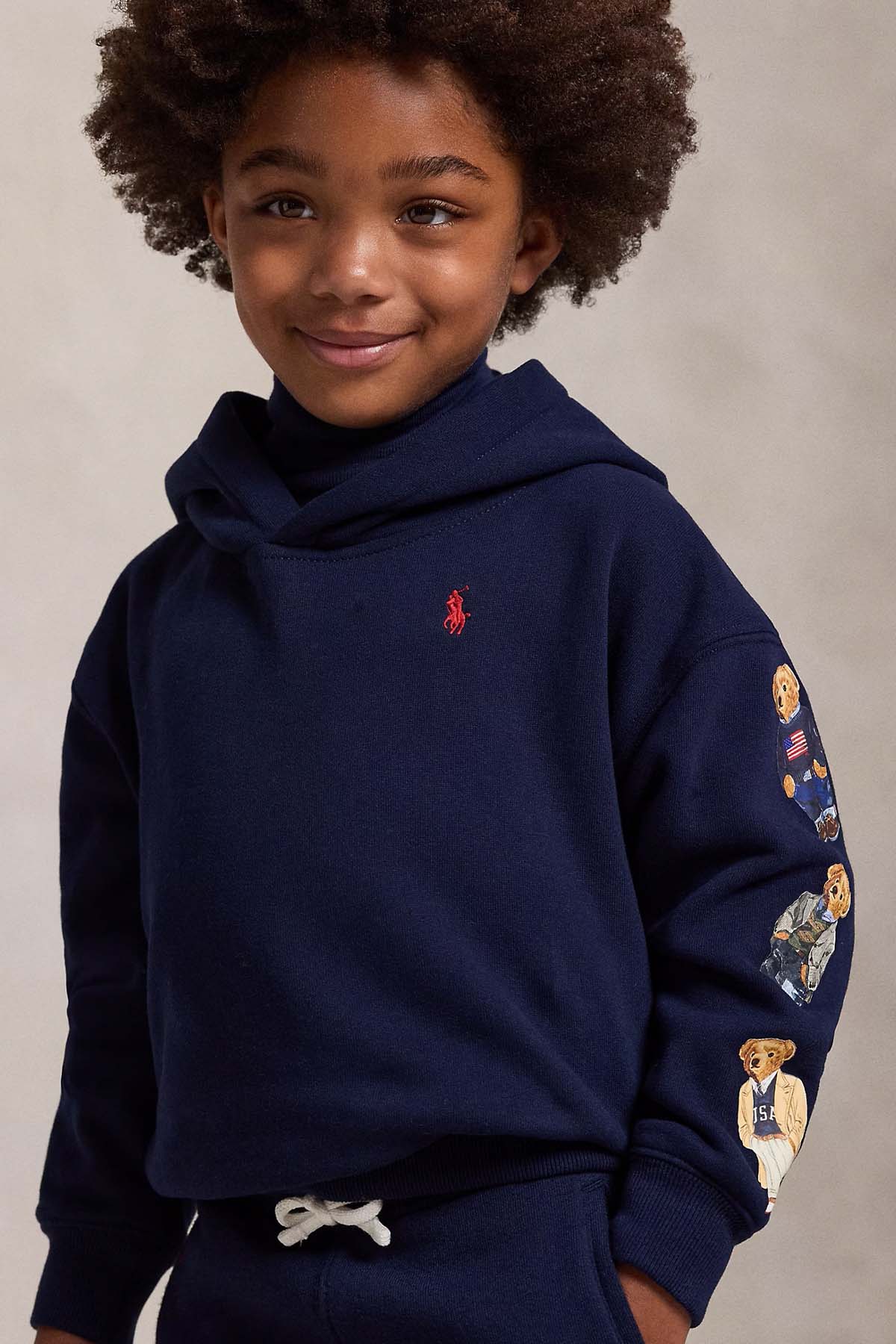 Polo Ralph Lauren Kids 4-6 Yaş Unisex Çocuk Polo Bear Şardonlu Kapüşonlu Sweatshirt