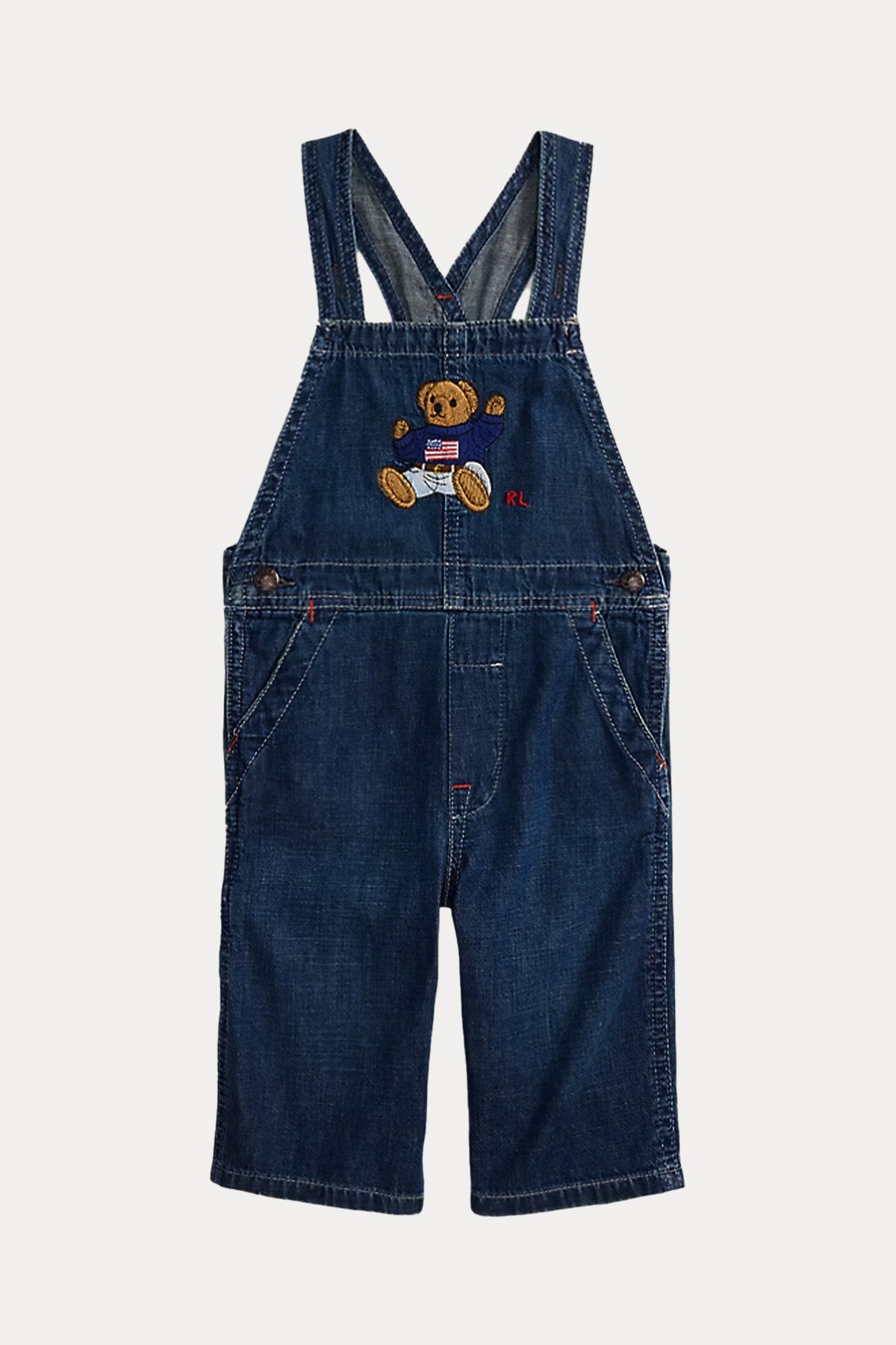 Polo Ralph Lauren Kids 12-18 Aylık Unisex Bebek Polo Bear Denim Tulum