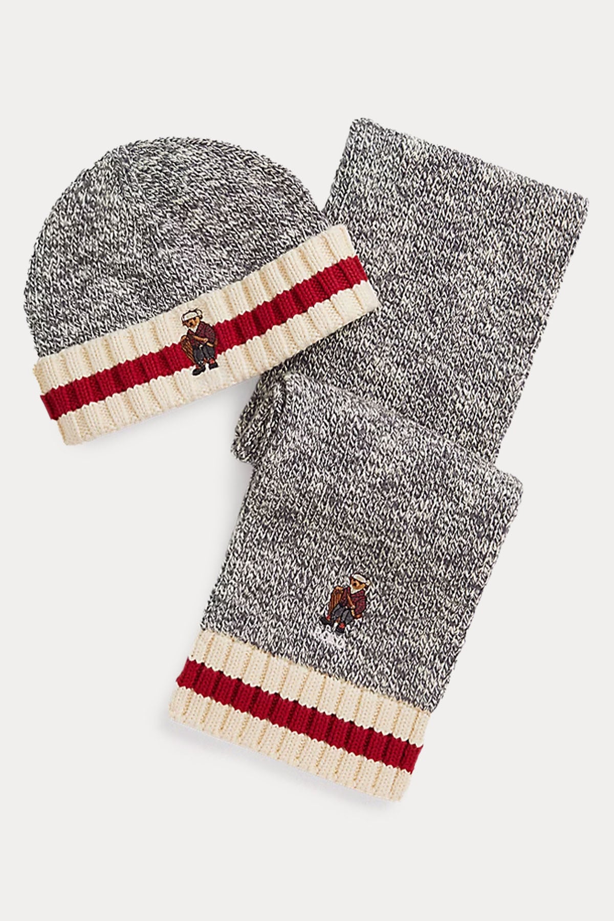 Polo Ralph Lauren Kids S-XL Beden Unisex Çocuk Polo Bear Örgü Bere Ve Atkı Seti