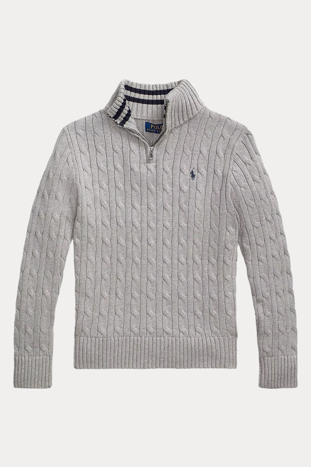 Polo Ralph Lauren Kids S Beden Erkek Çocuk Yarım Fermuarlı Saç Örgü Triko