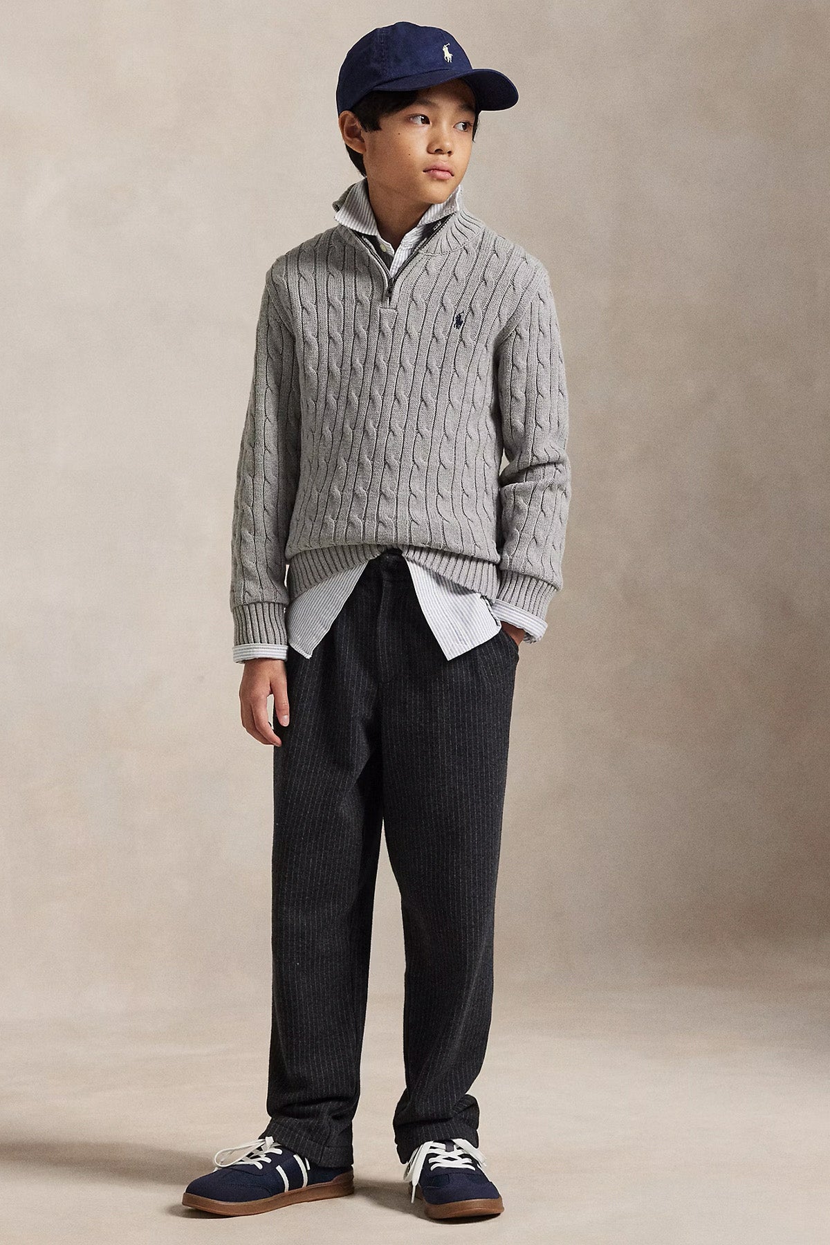 Polo Ralph Lauren Kids S Beden Erkek Çocuk Yarım Fermuarlı Saç Örgü Triko