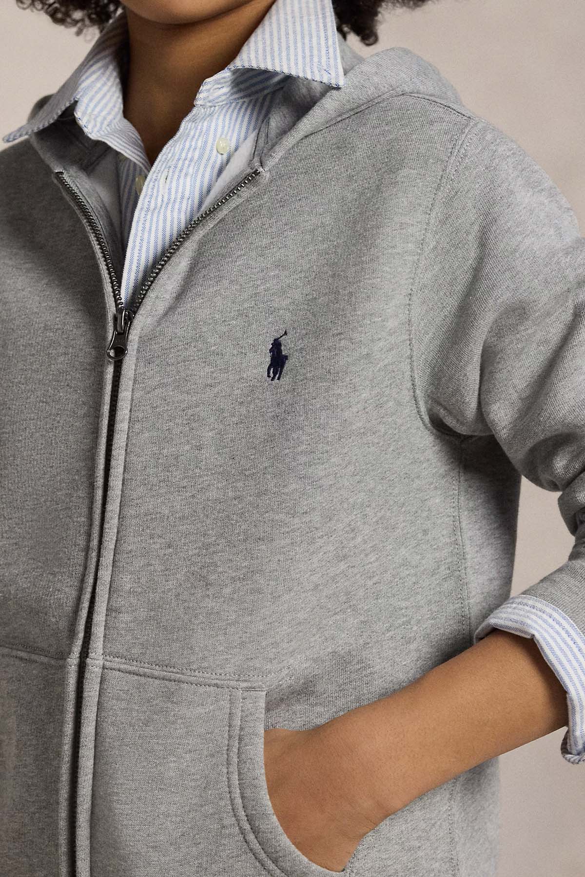 Polo Ralph Lauren Kids S-L Beden Unisex Çocuk Şardonlu Kapüşonlu Sweatshirt Ceket