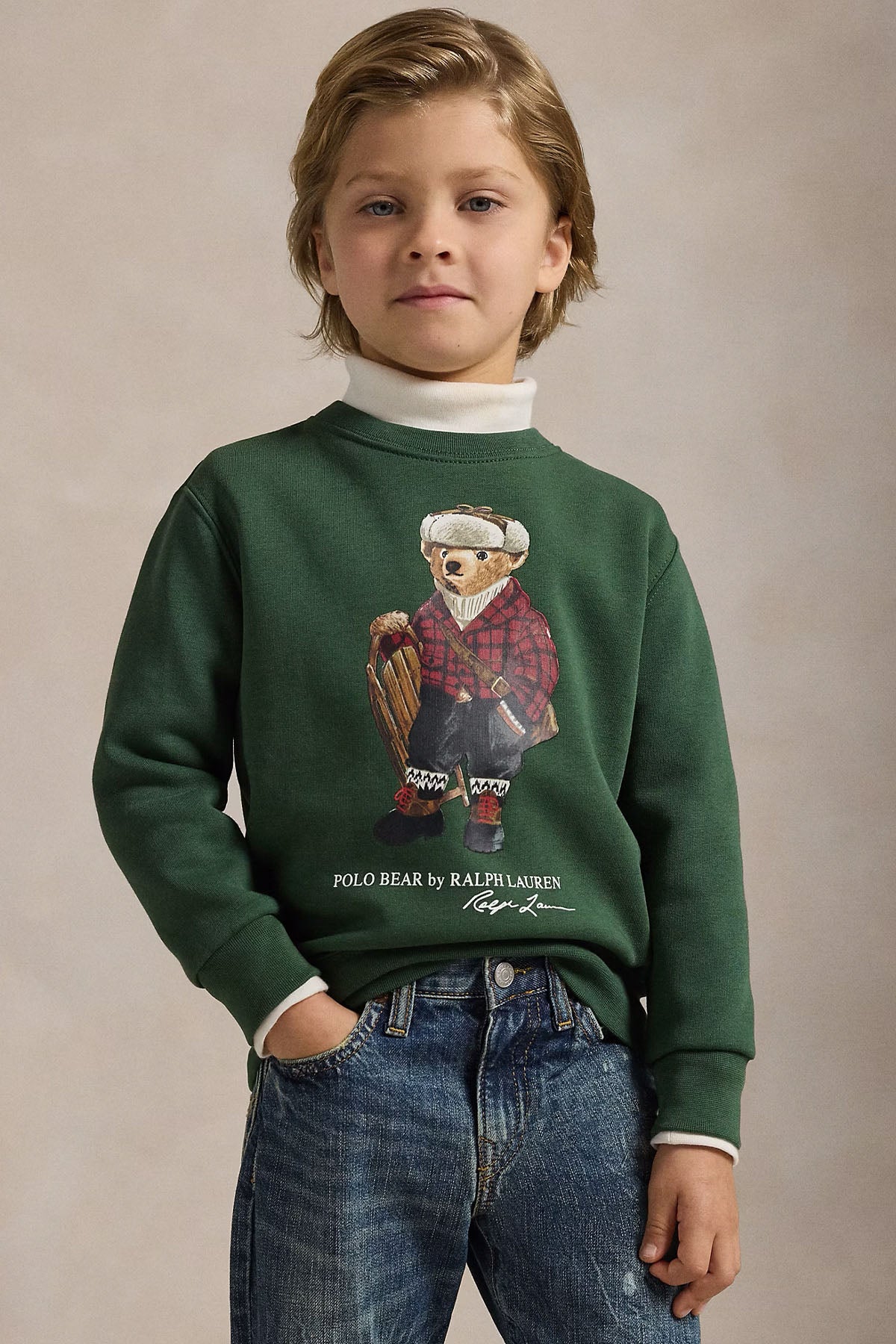 Polo Ralph Lauren Kids 3-7 Yaş Unisex Çocuk Polo Bear Şardonlu Sweatshirt
