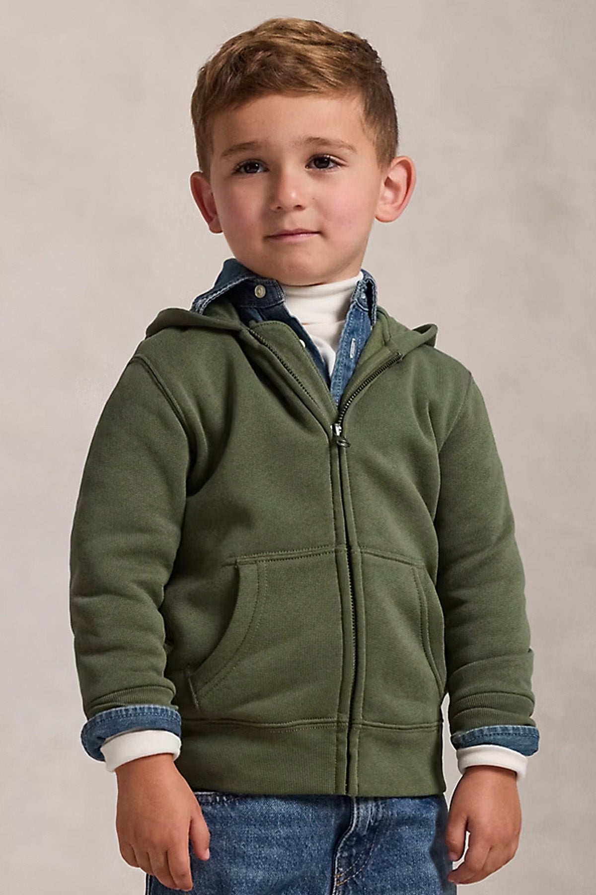 Polo Ralph Lauren Kids 5-7 Yaş Unisex Çocuk Şardonlu Kapüşonlu Sweatshirt Ceket