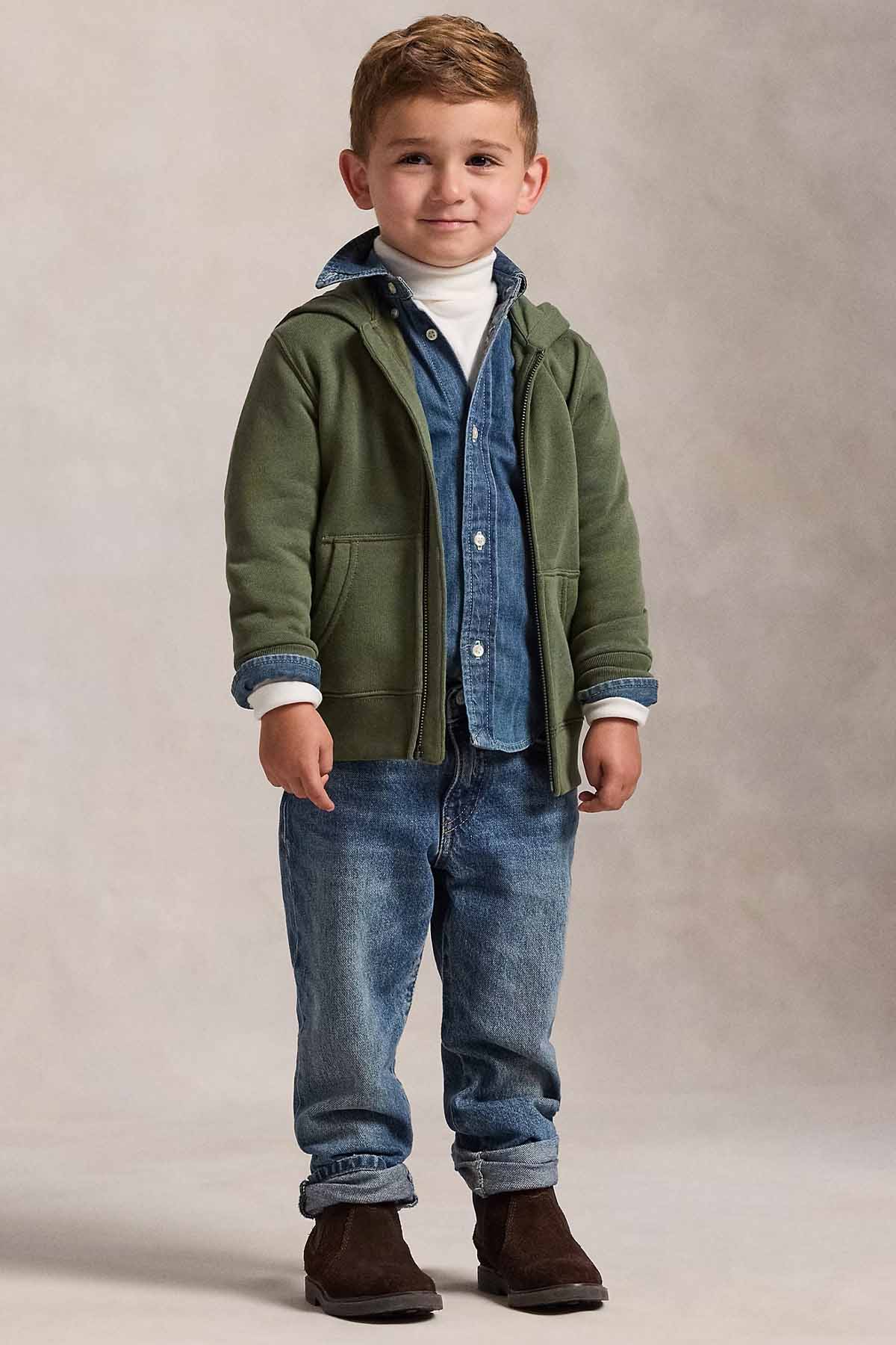 Polo Ralph Lauren Kids 5-7 Yaş Unisex Çocuk Şardonlu Kapüşonlu Sweatshirt Ceket